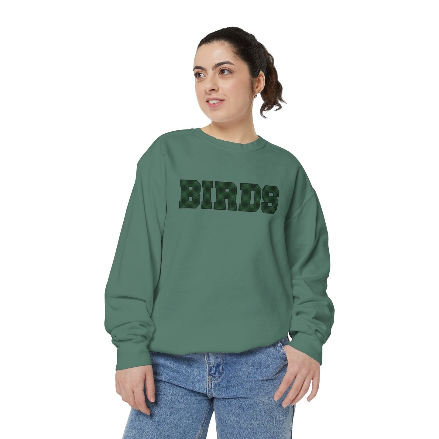 Birds Plaid Block Font Sweatshirt