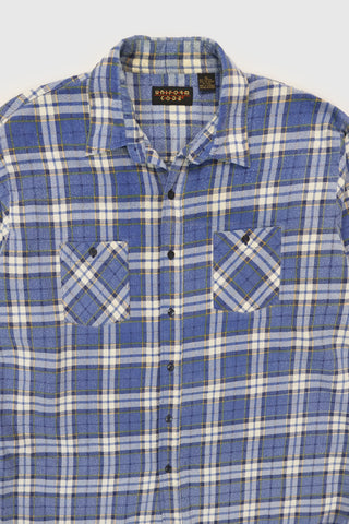 Vintage Blue Plaid Button-Down Shirt