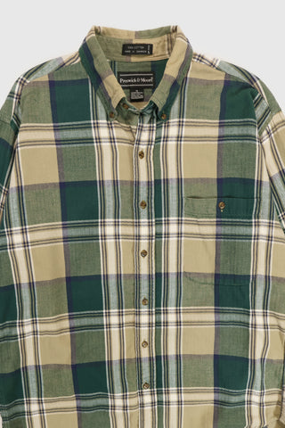 Vintage Green Plaid Button-Down Shirt