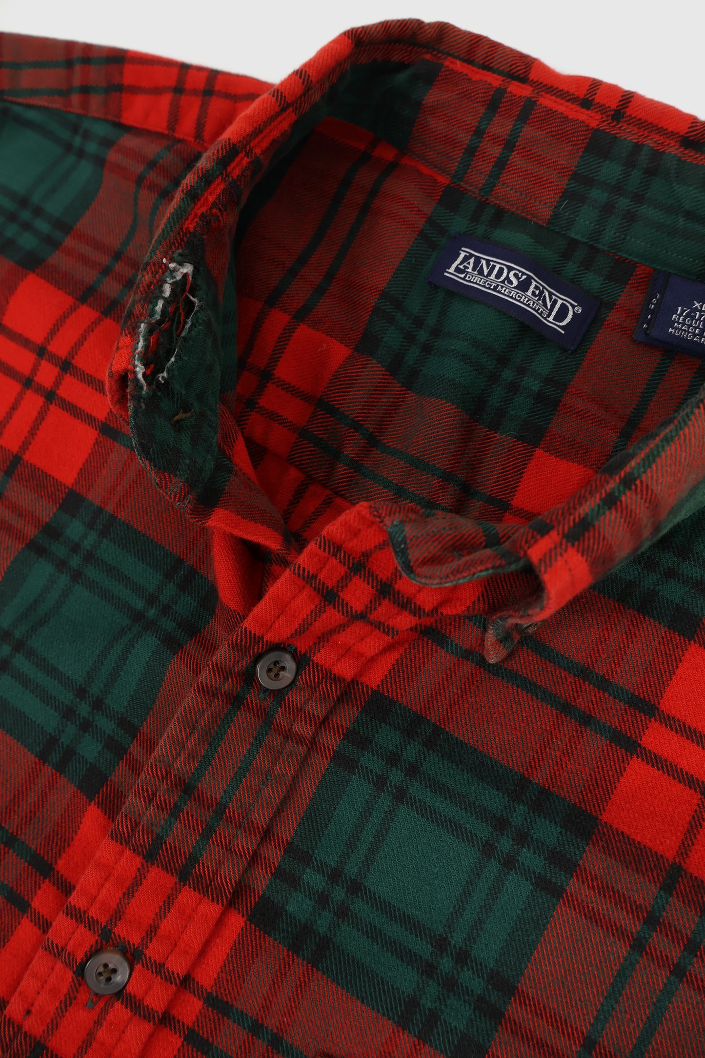 Vintage Frayed Red Plaid Button-Down Shirt Image 3