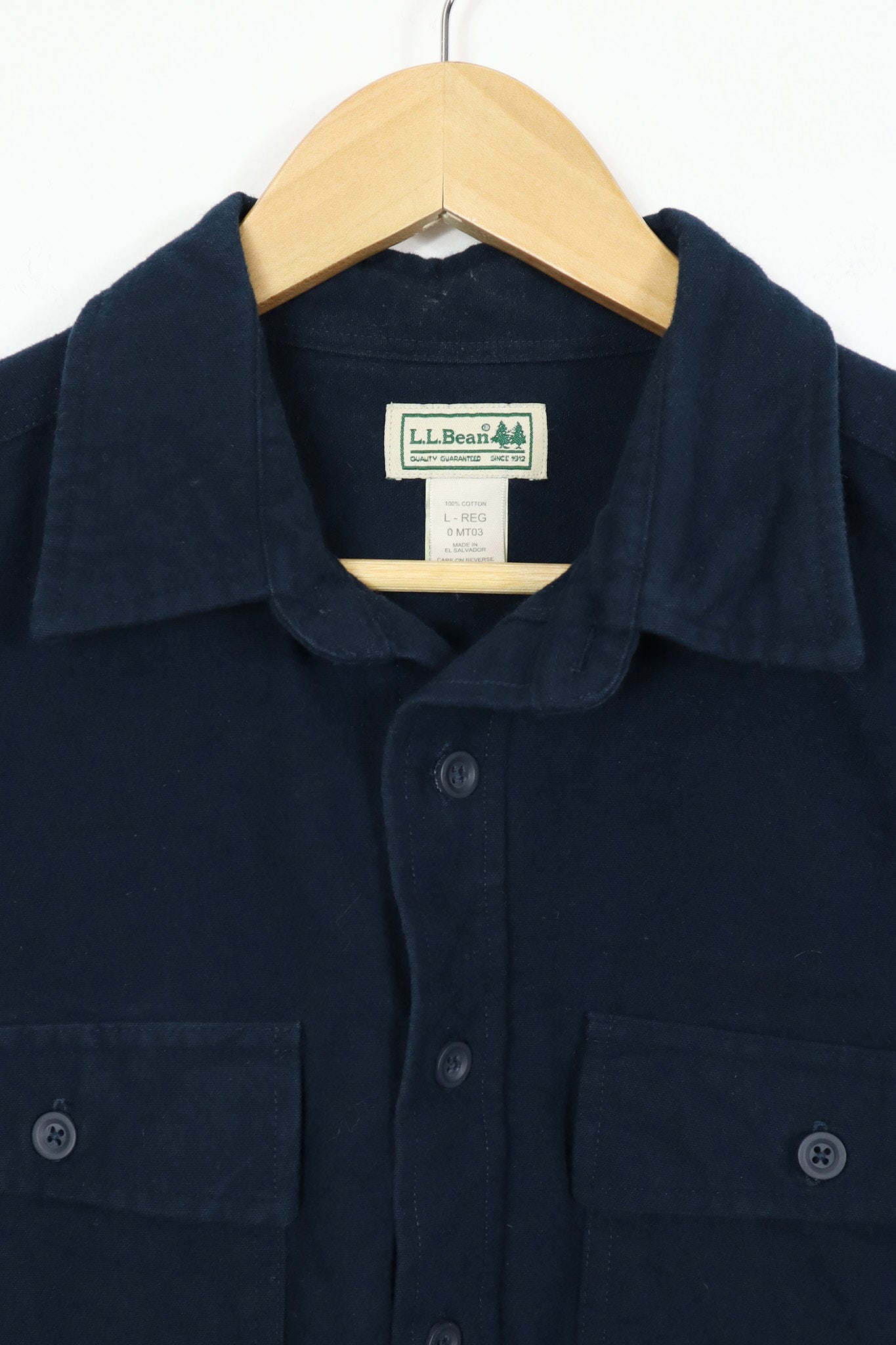 L.L. Bean Navy Flannel Button-Down Shirt