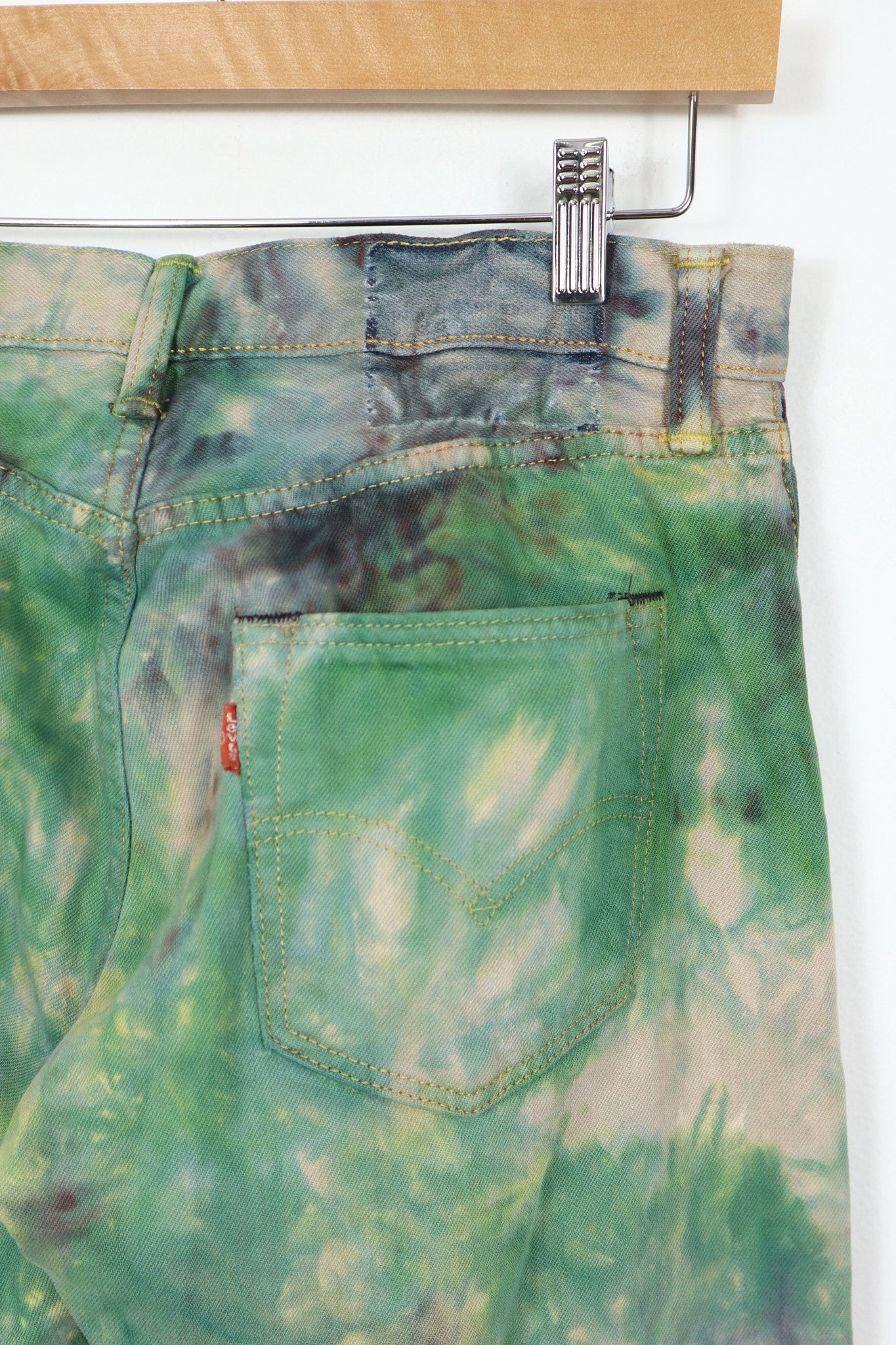 Reworked Levi's Straight Fit Button-Fly Camo Dyed Jeans