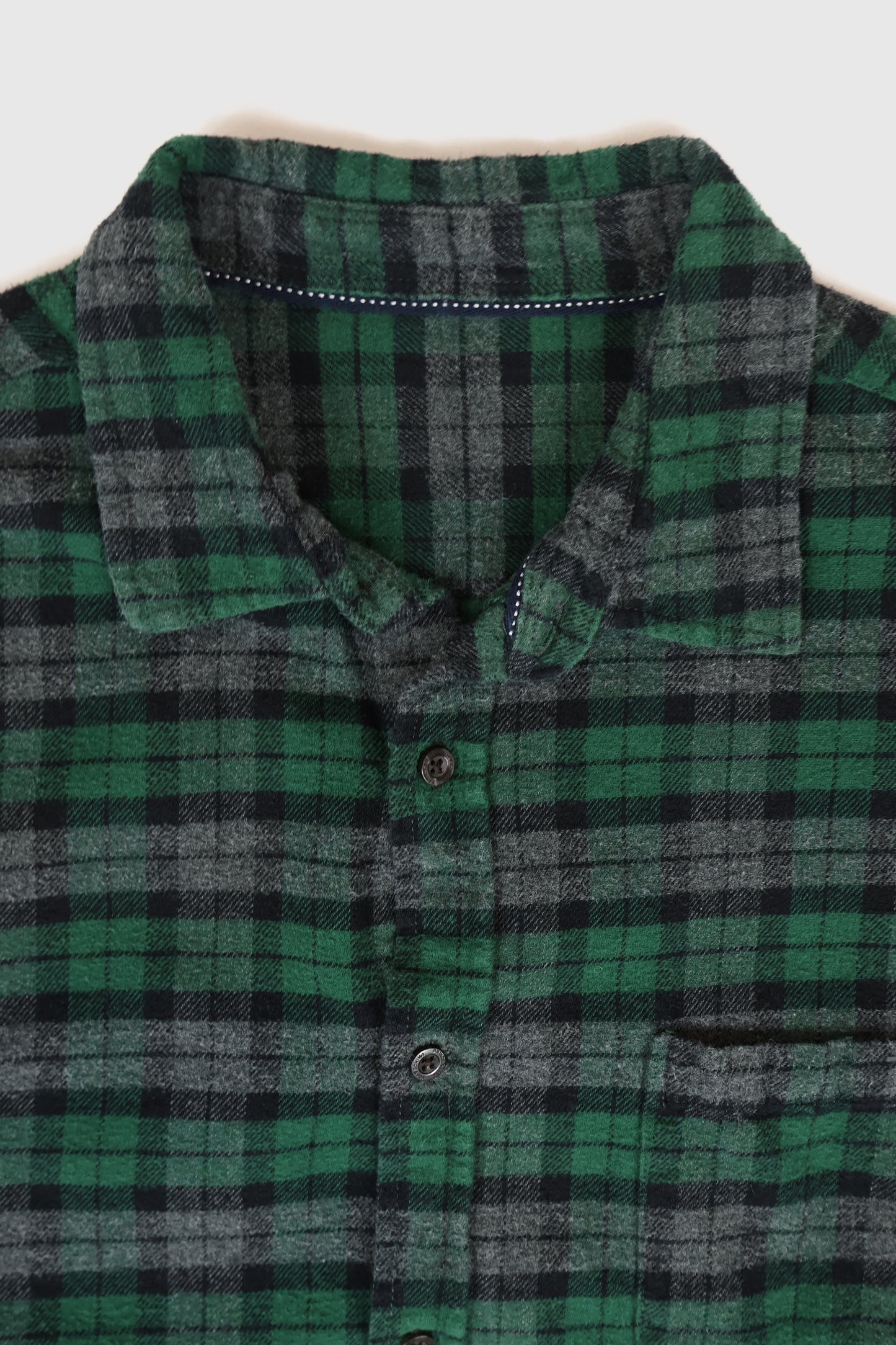 Vintage Green Plaid Flannel Button-Down Shirt Image 2
