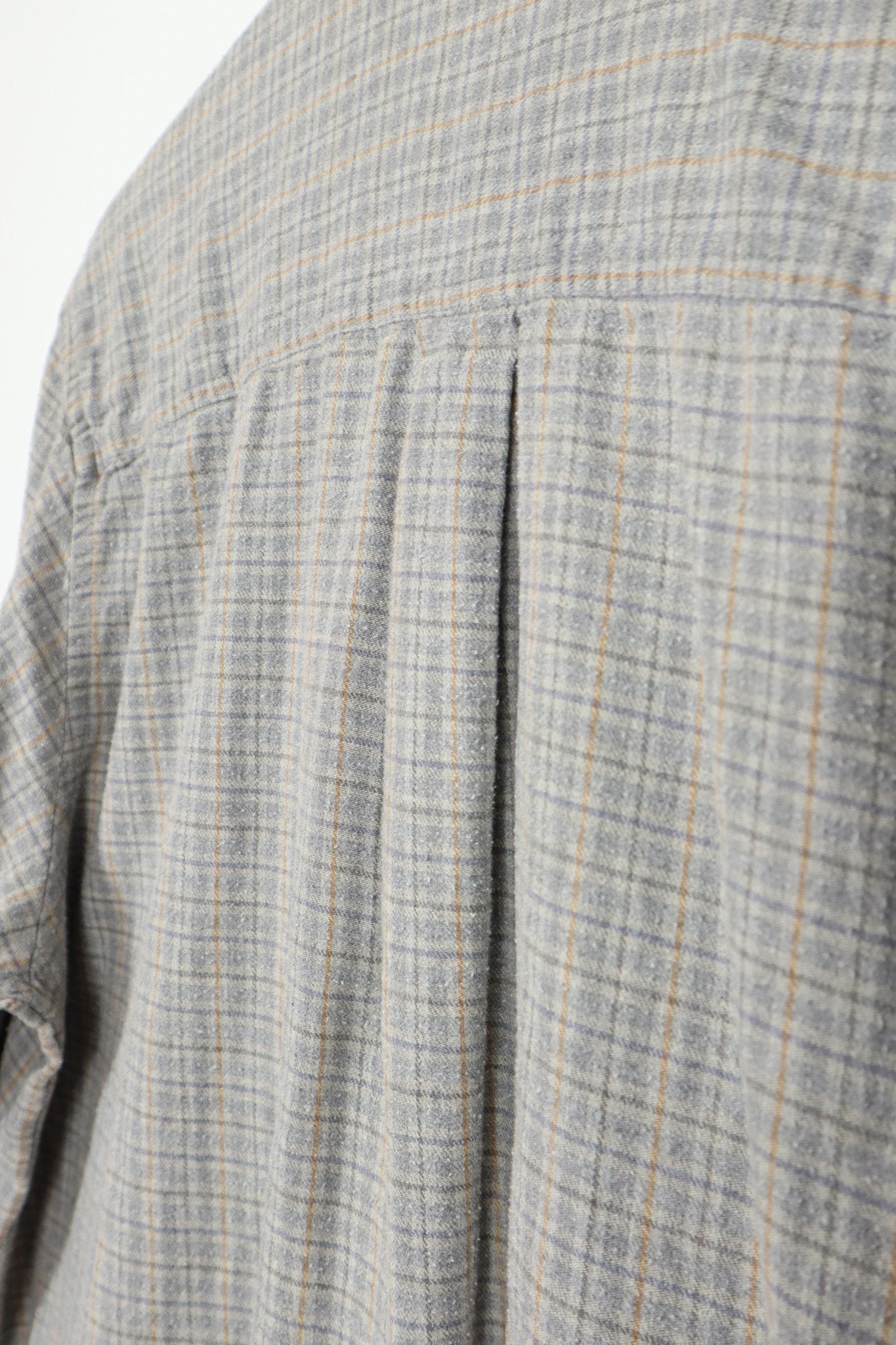Grey Plaid Flannel Button-Down Shirt