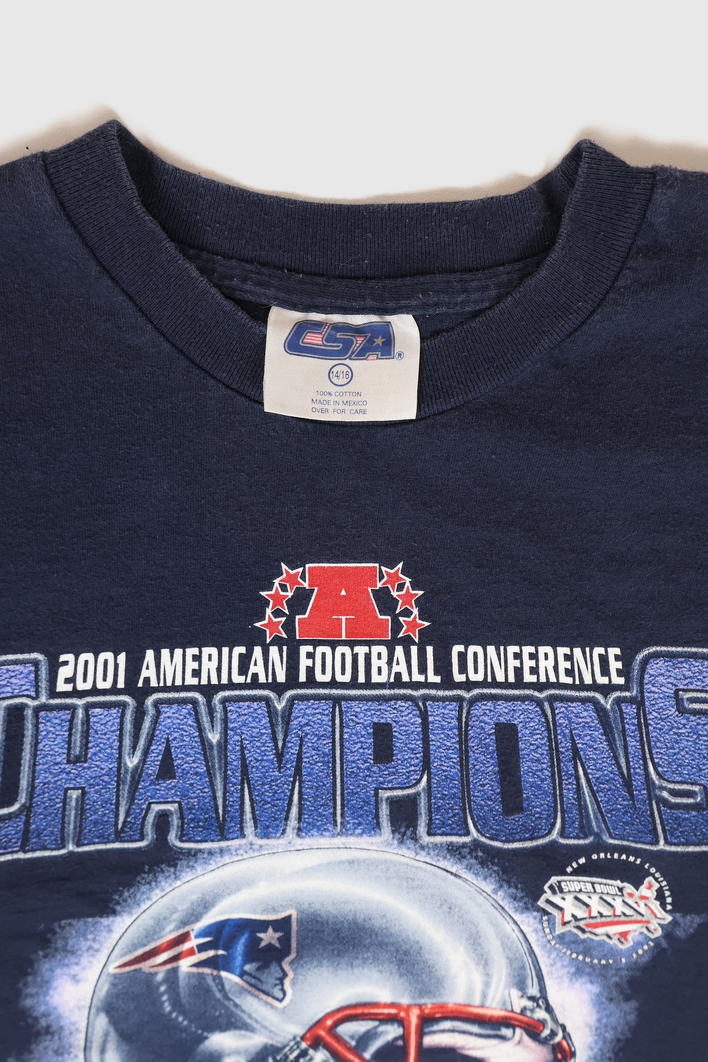 Vintage New England Patriots 2001 AFC Champions Tee Image 2