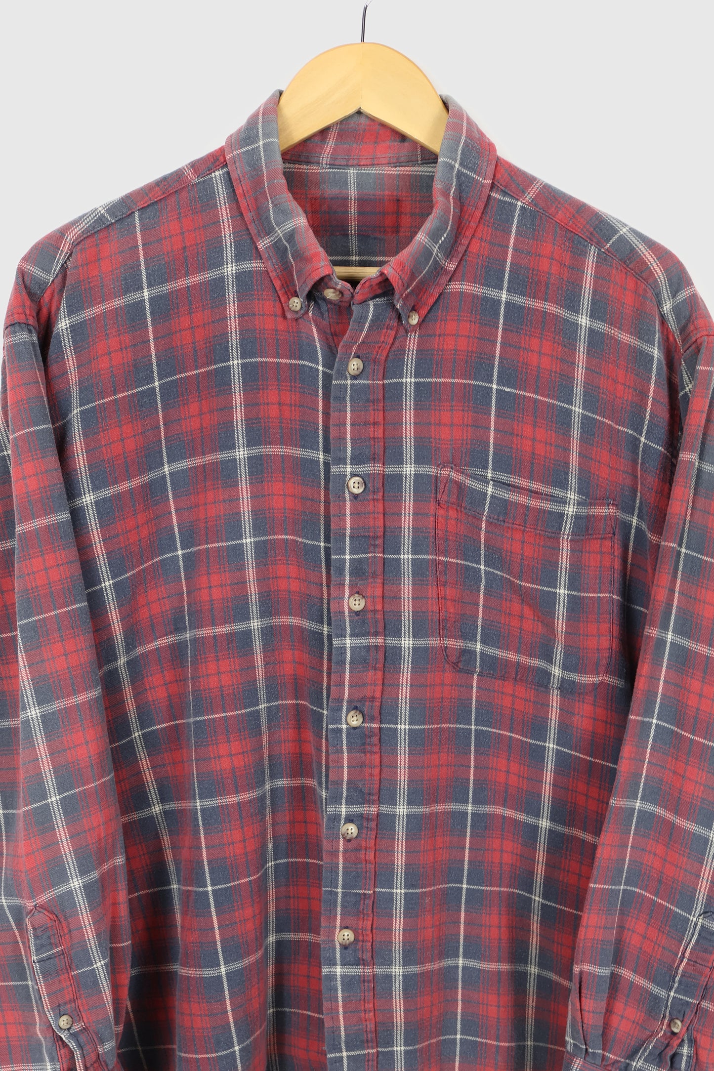 Vintage Red Plaid Button-Down Shirt