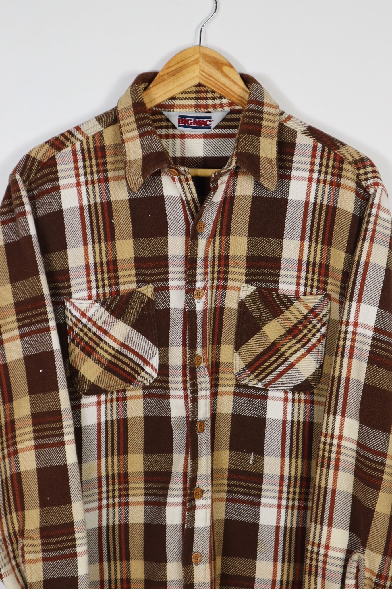 Vintage Heavyweight Brown Plaid Button-Down Shirt