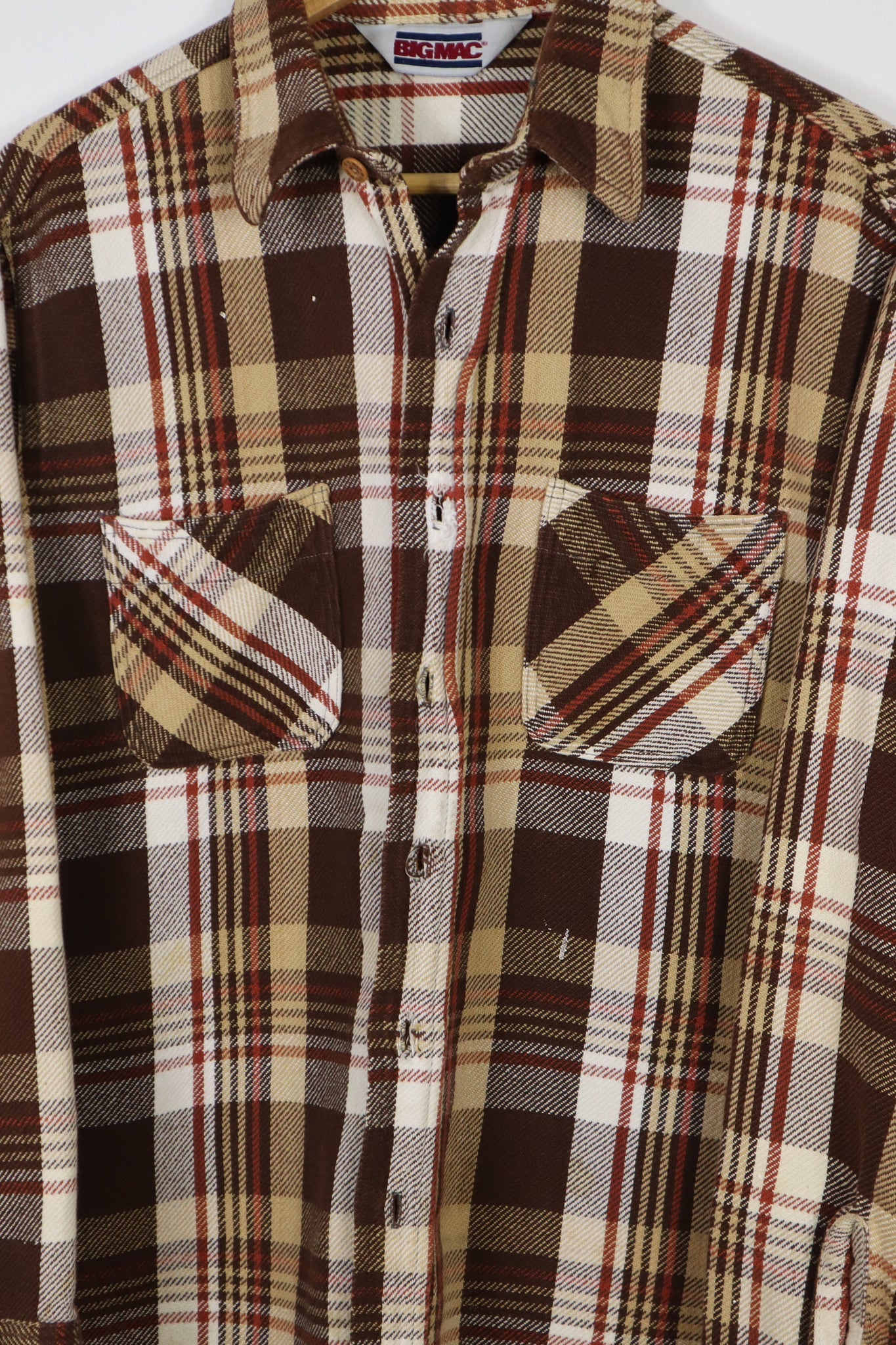 Vintage Heavyweight Brown Plaid Button-Down Shirt