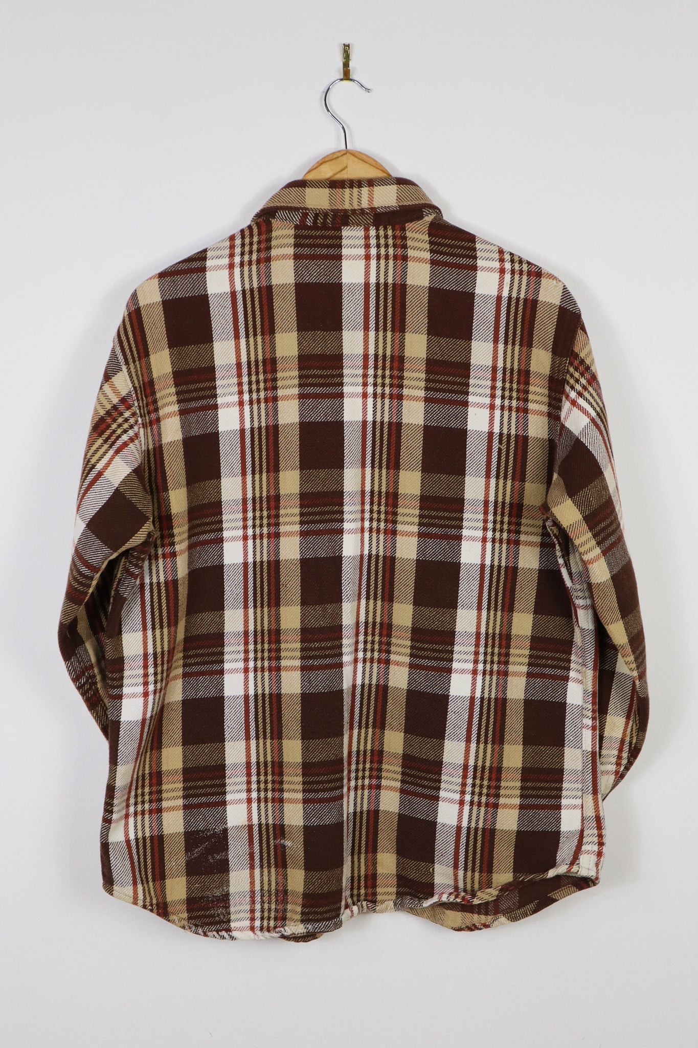 Vintage Heavyweight Brown Plaid Button-Down Shirt
