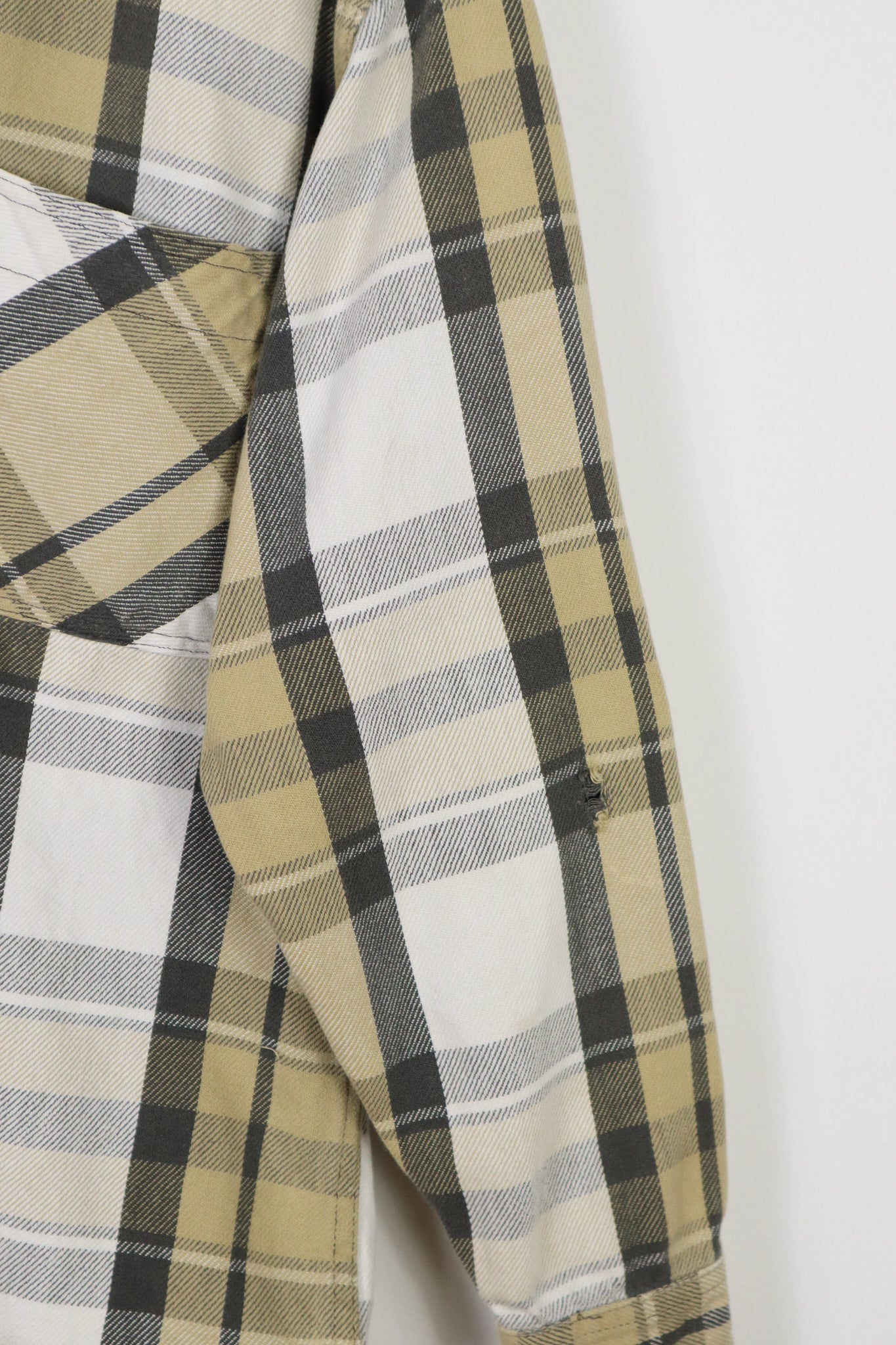 Vintage Distressed Plaid Button-Down Shirt