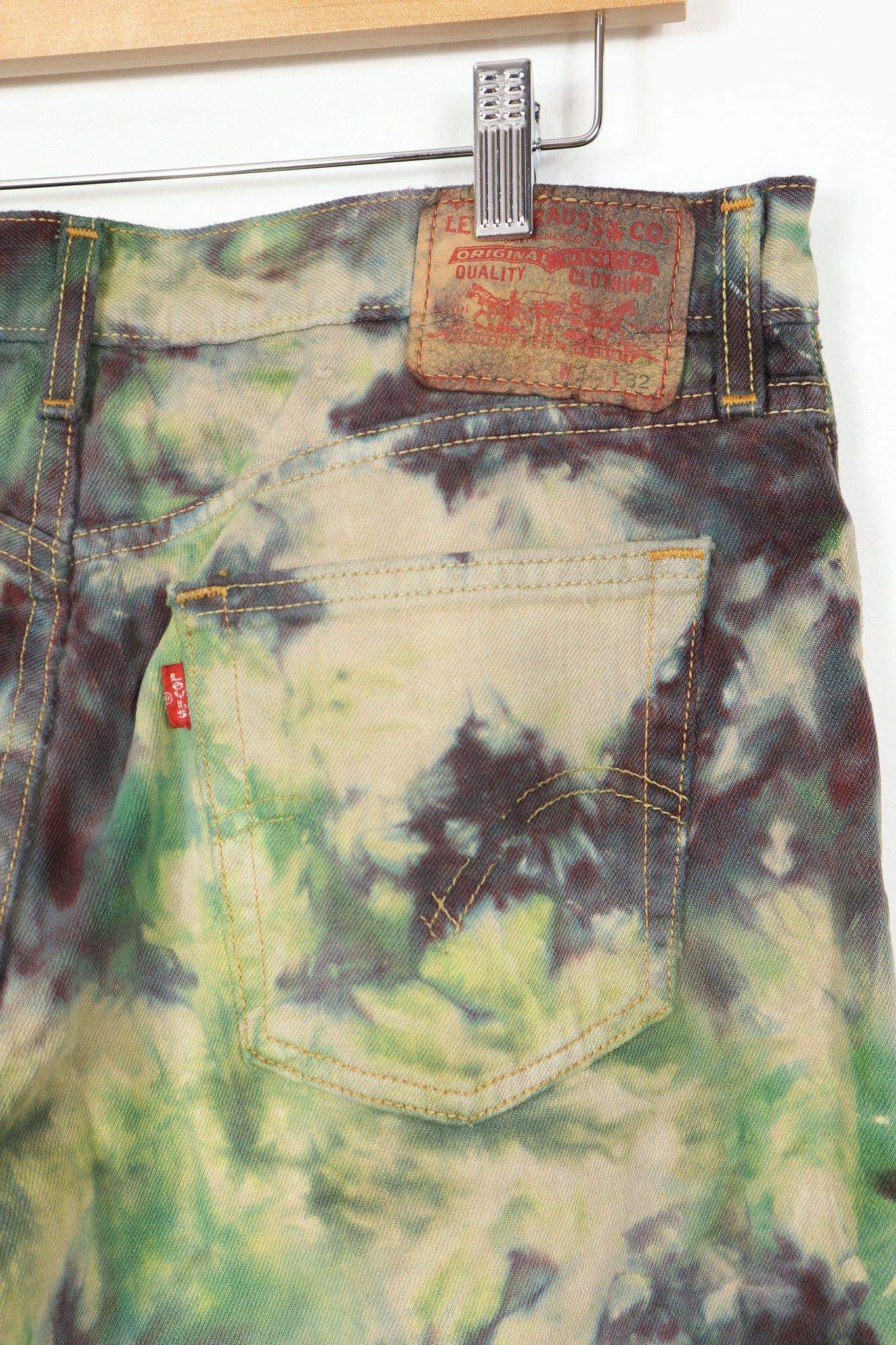 Vintage Reworked Levi's Camo Dyed Jean Shorts