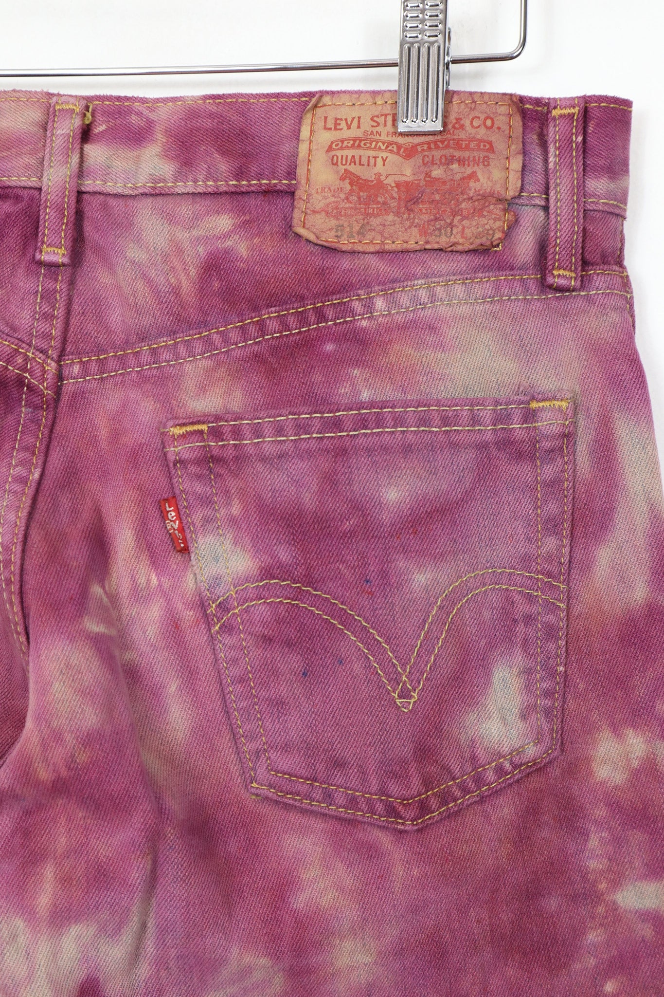 Vintage Reworked Red Dyed 514 Levi's Jeans (womens)