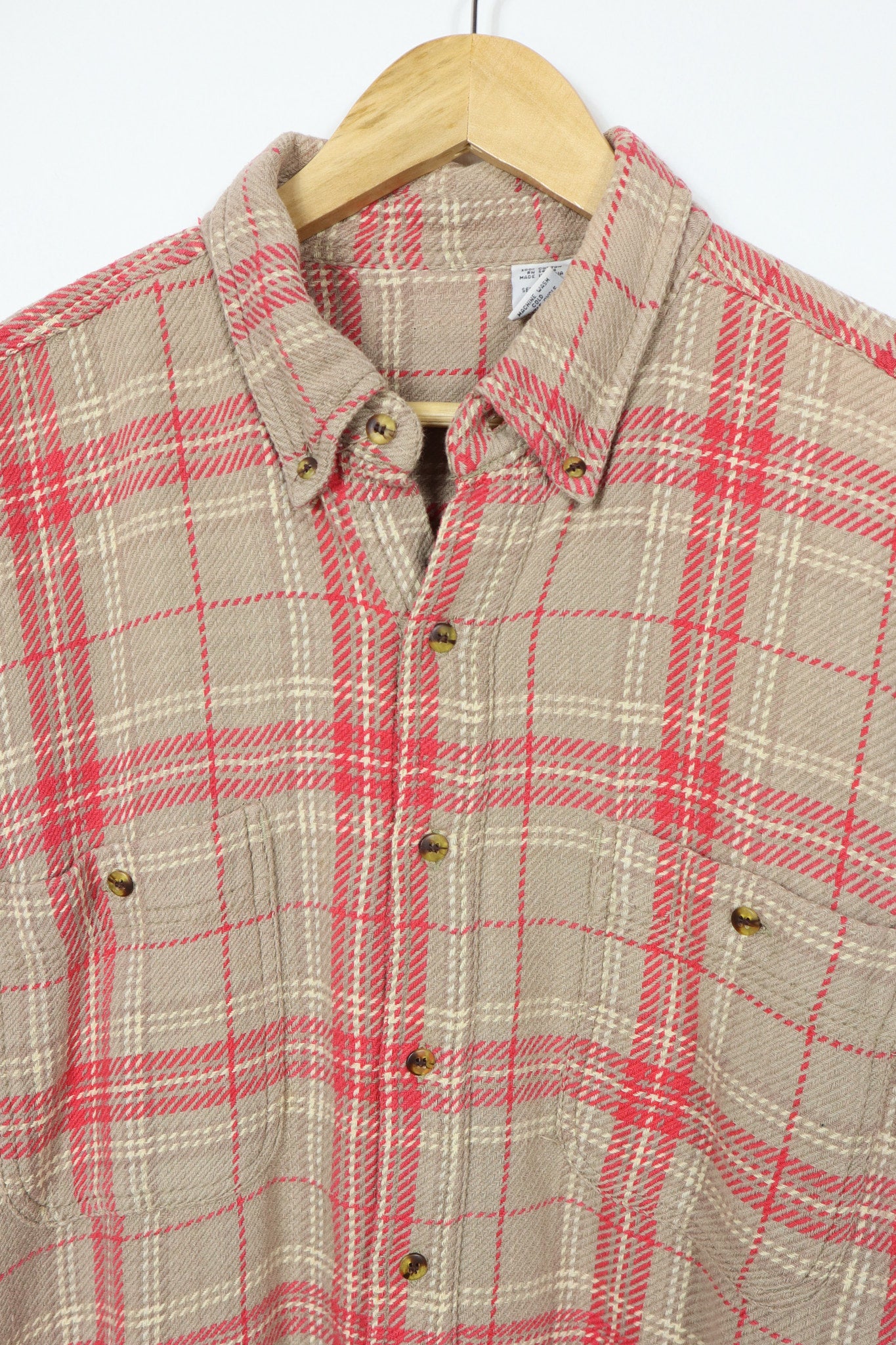 Vintage Red Plaid Knit Button-Down Shirt
