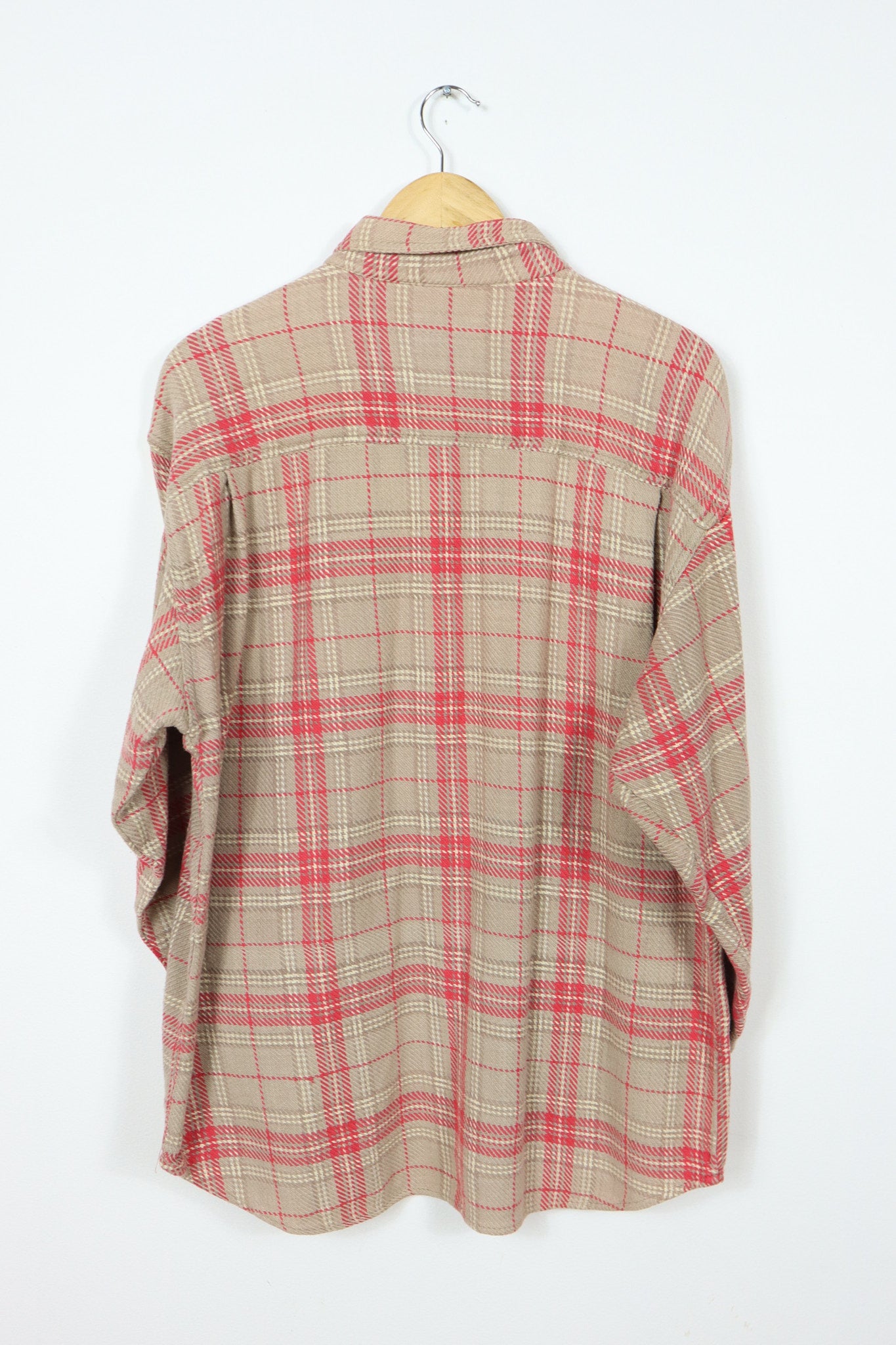 Vintage Red Plaid Knit Button-Down Shirt