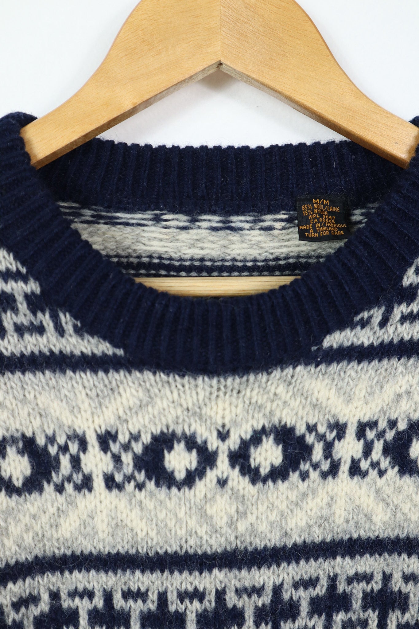 Vintage Blue Pattern Wool Sweater
