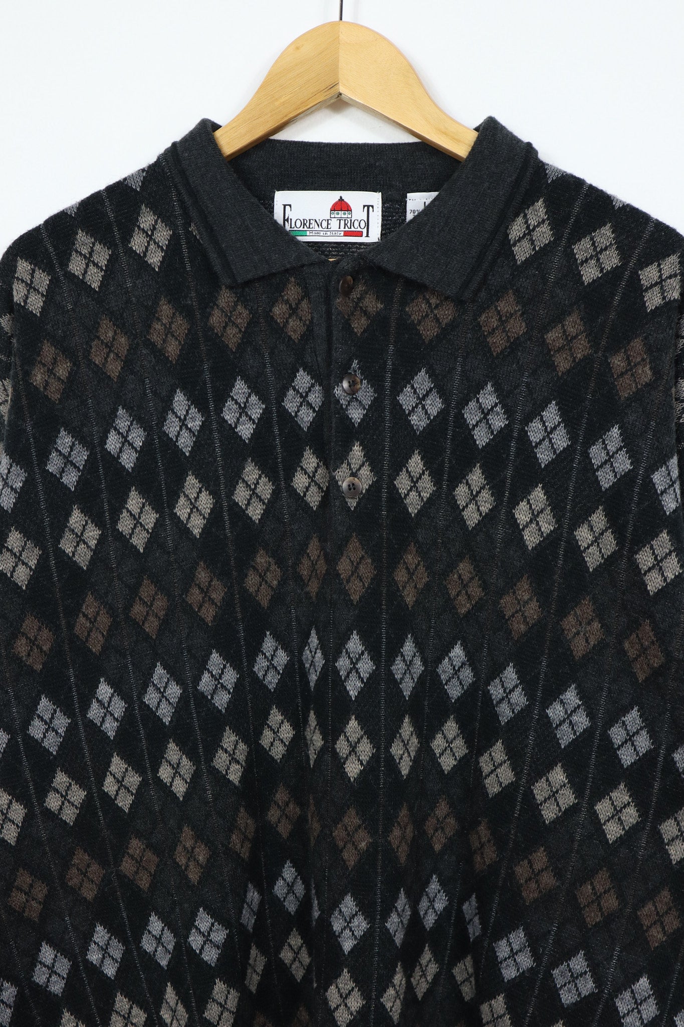 Vintage Pattern Long Sleeve Polo