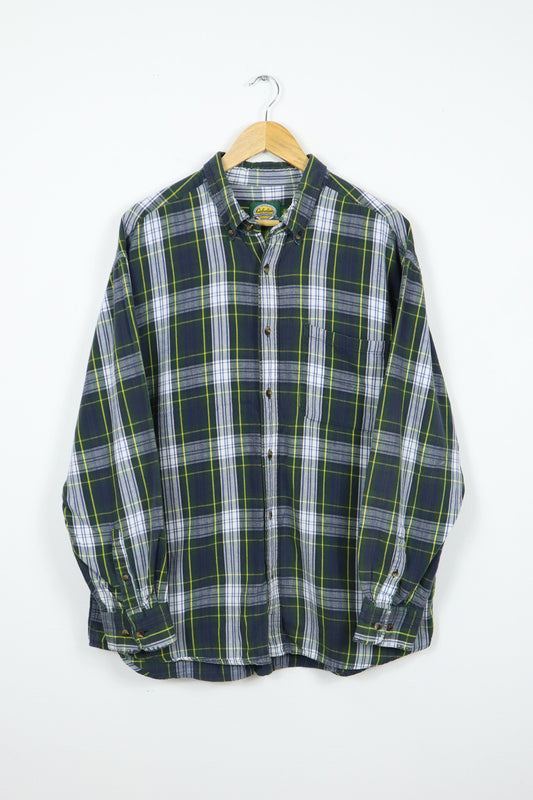 Green Plaid Button-Down Shirt