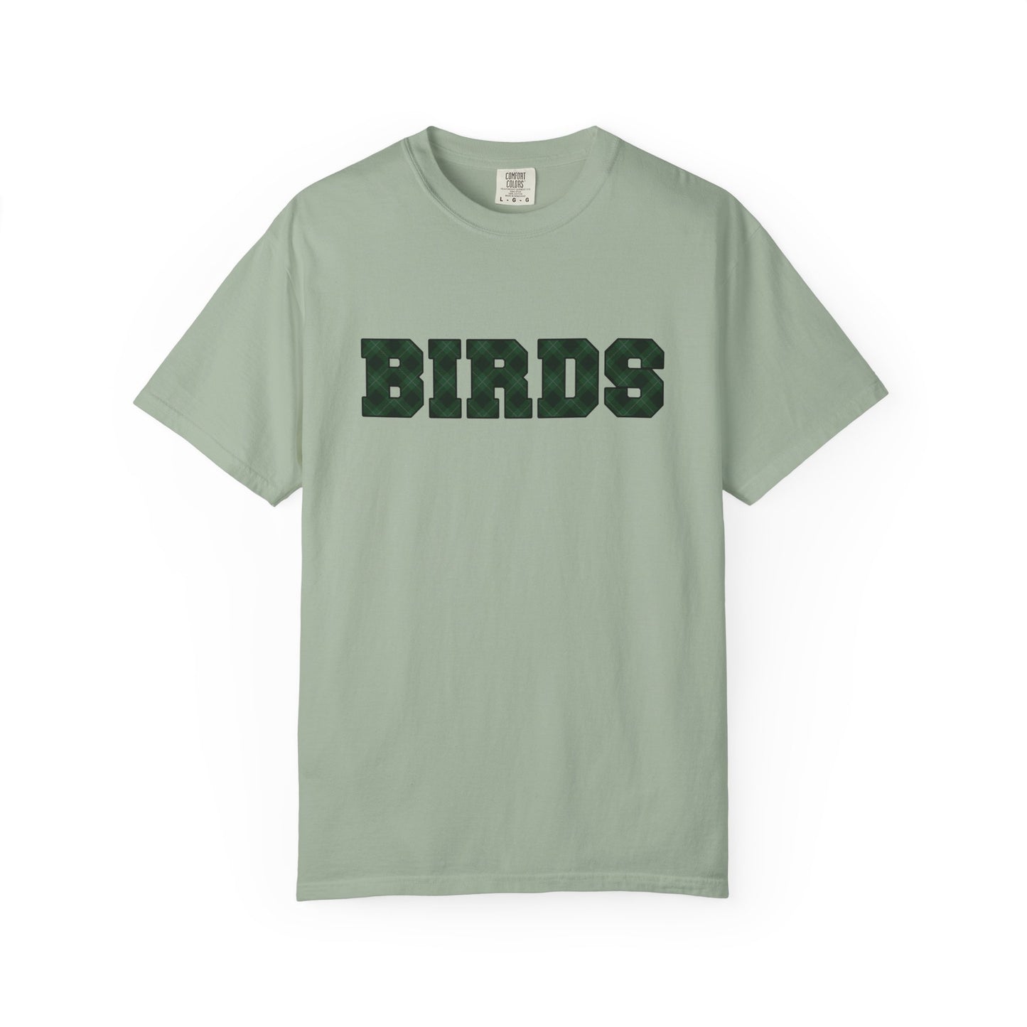 Birds Plaid Block Font Graphic Tee