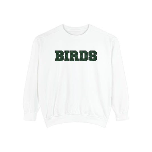 Birds Plaid Block Font Sweatshirt
