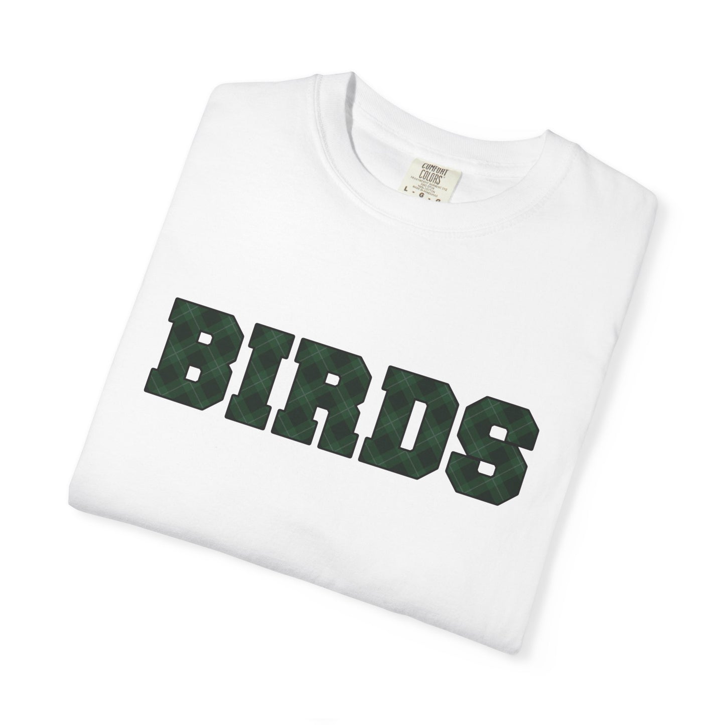 Birds Plaid Block Font Graphic Tee