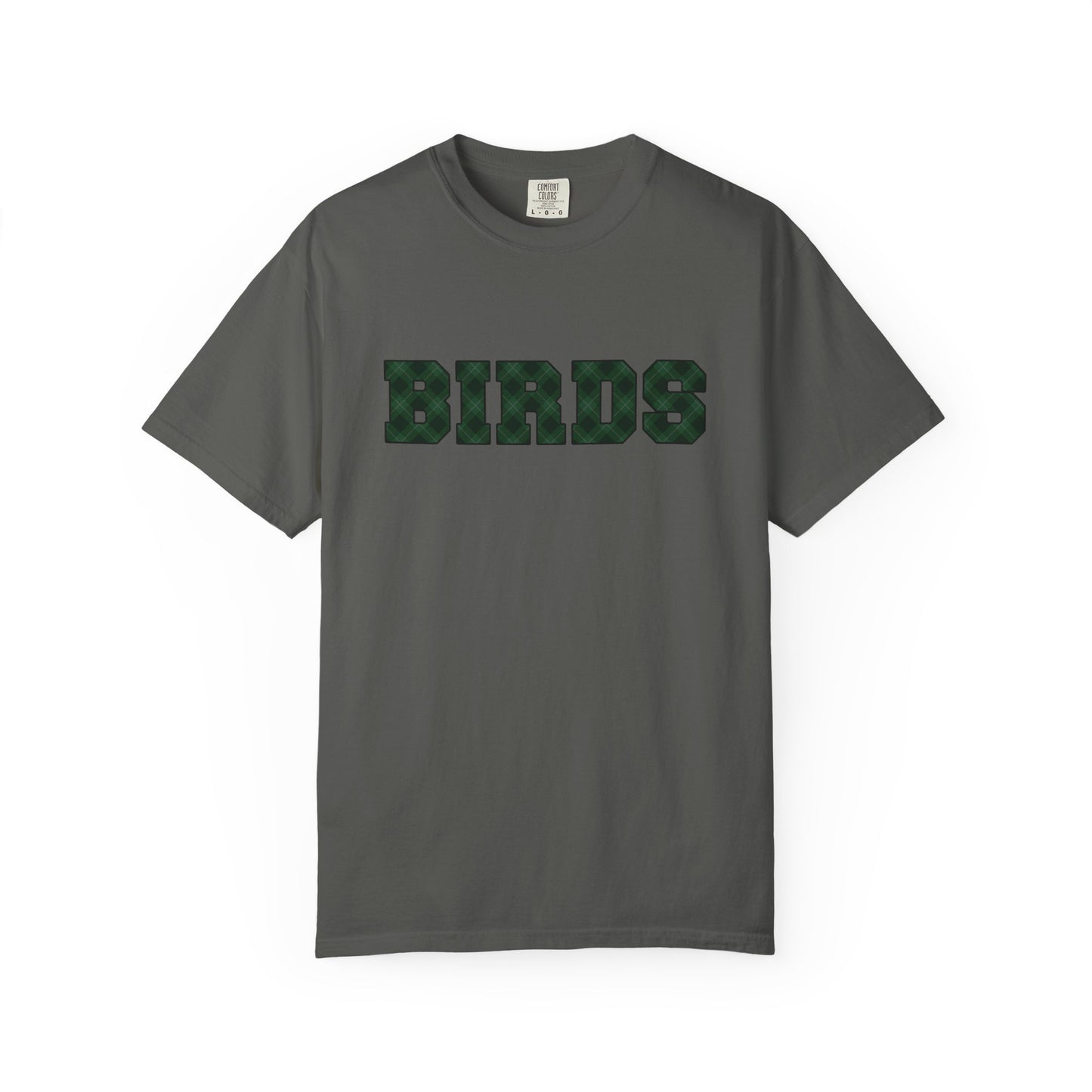 Birds Plaid Block Font Graphic Tee