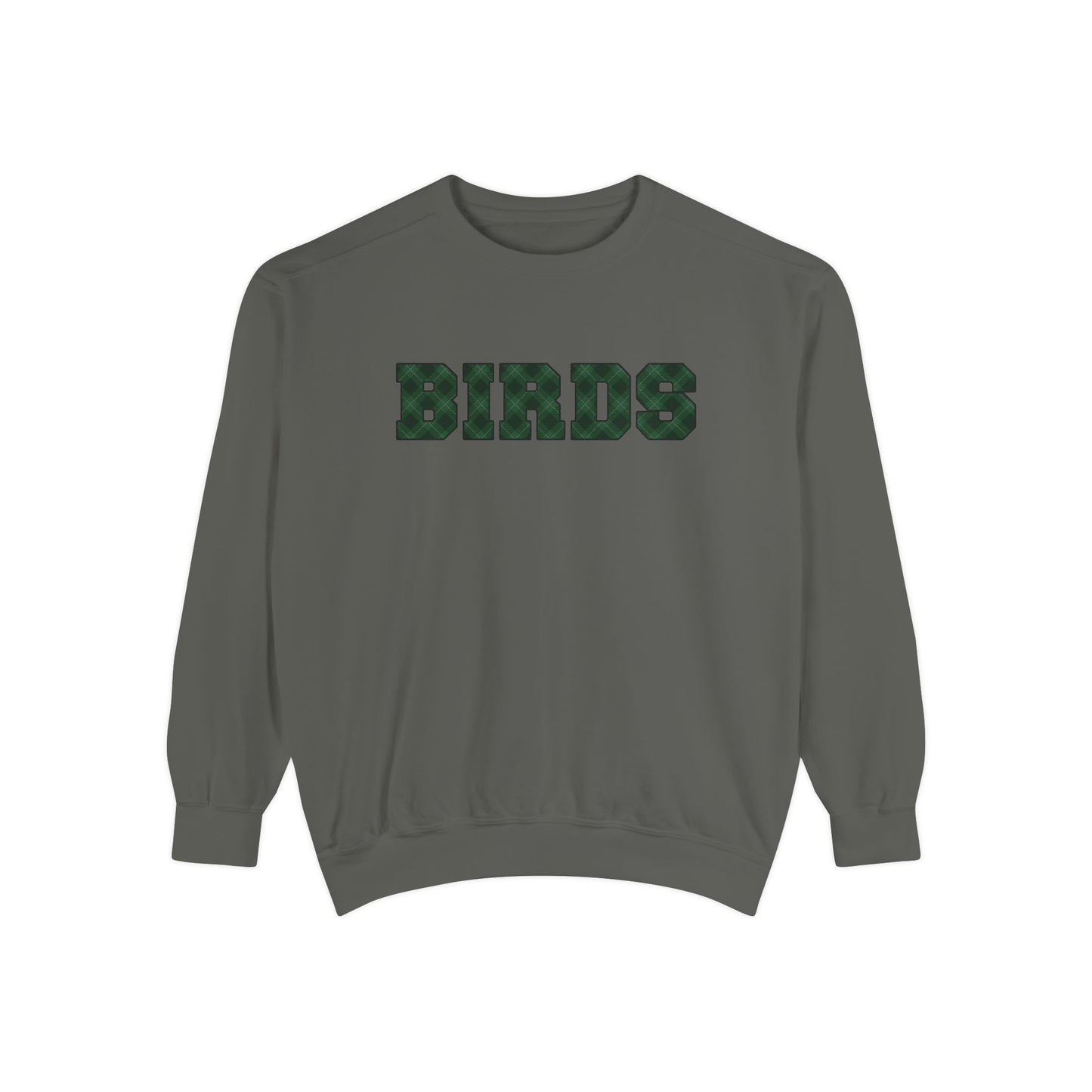 Birds Plaid Block Font Sweatshirt