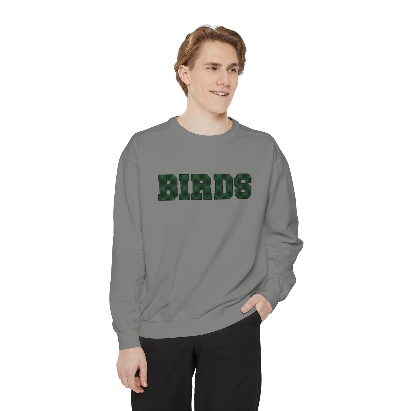 Birds Plaid Block Font Sweatshirt