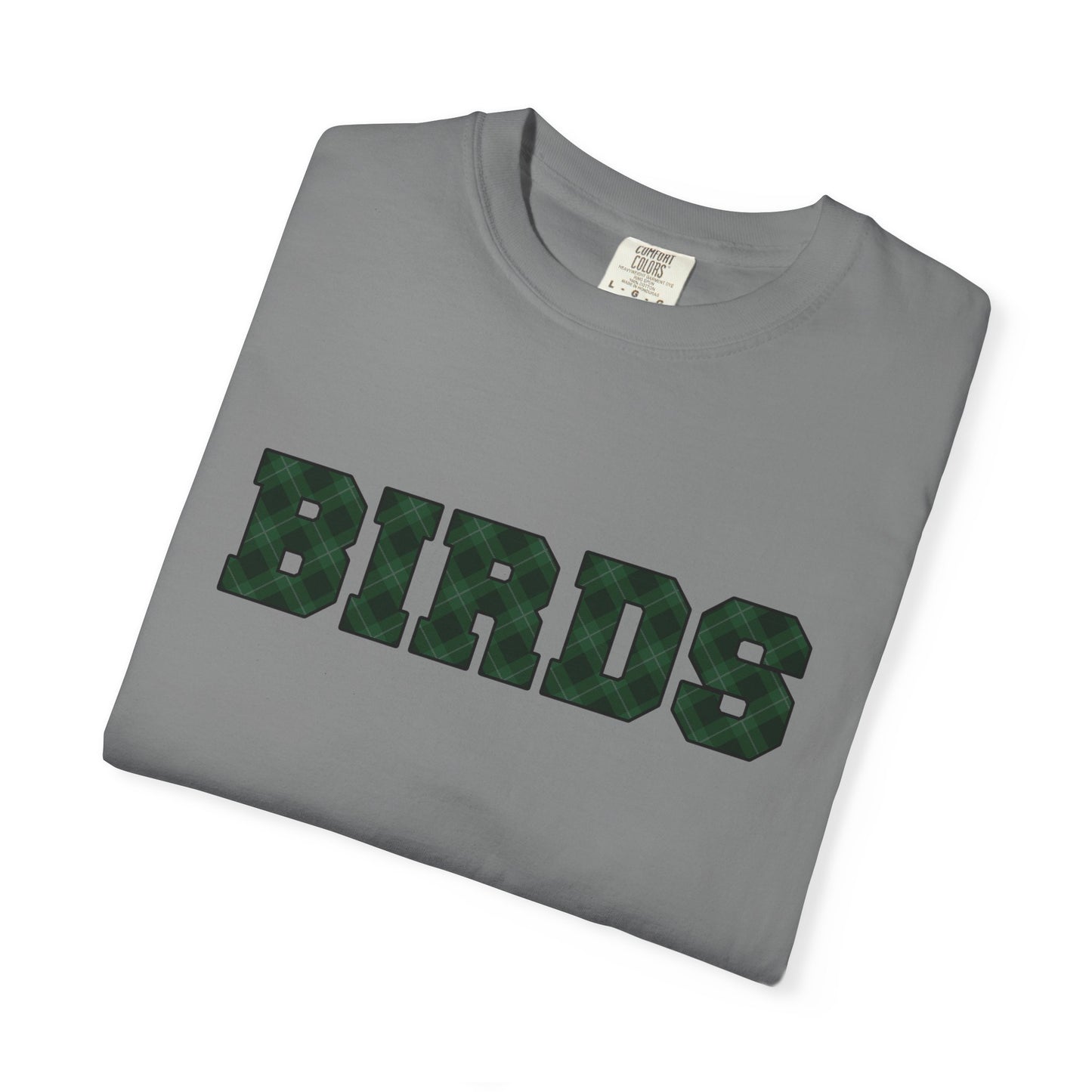 Birds Plaid Block Font Graphic Tee