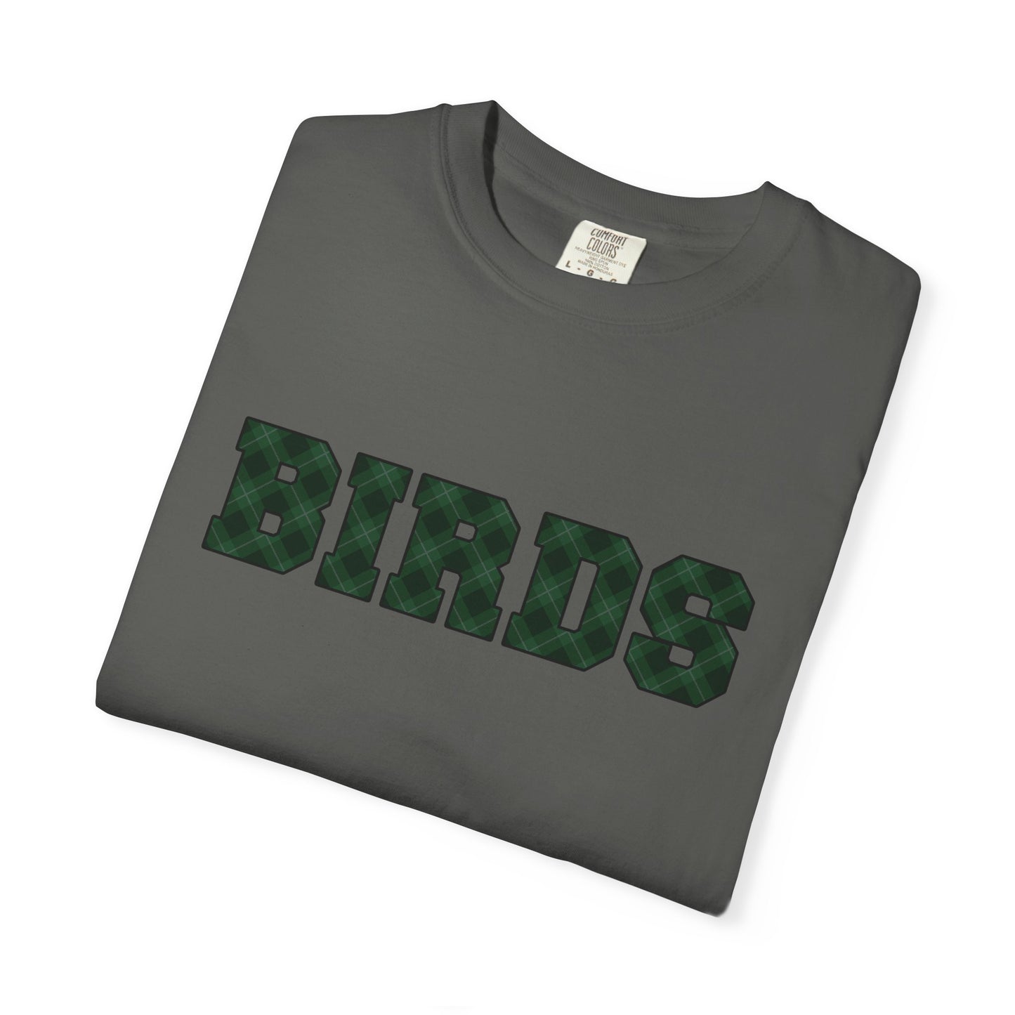 Birds Plaid Block Font Graphic Tee