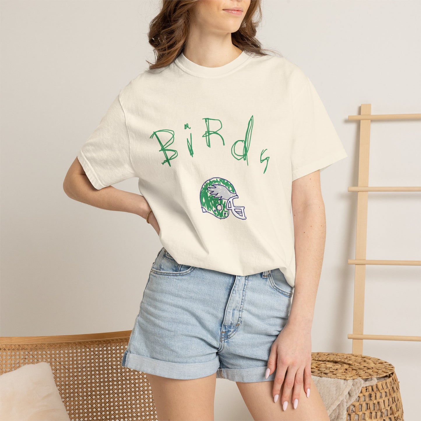 Birds Football Helmet Graphic T-Shirt