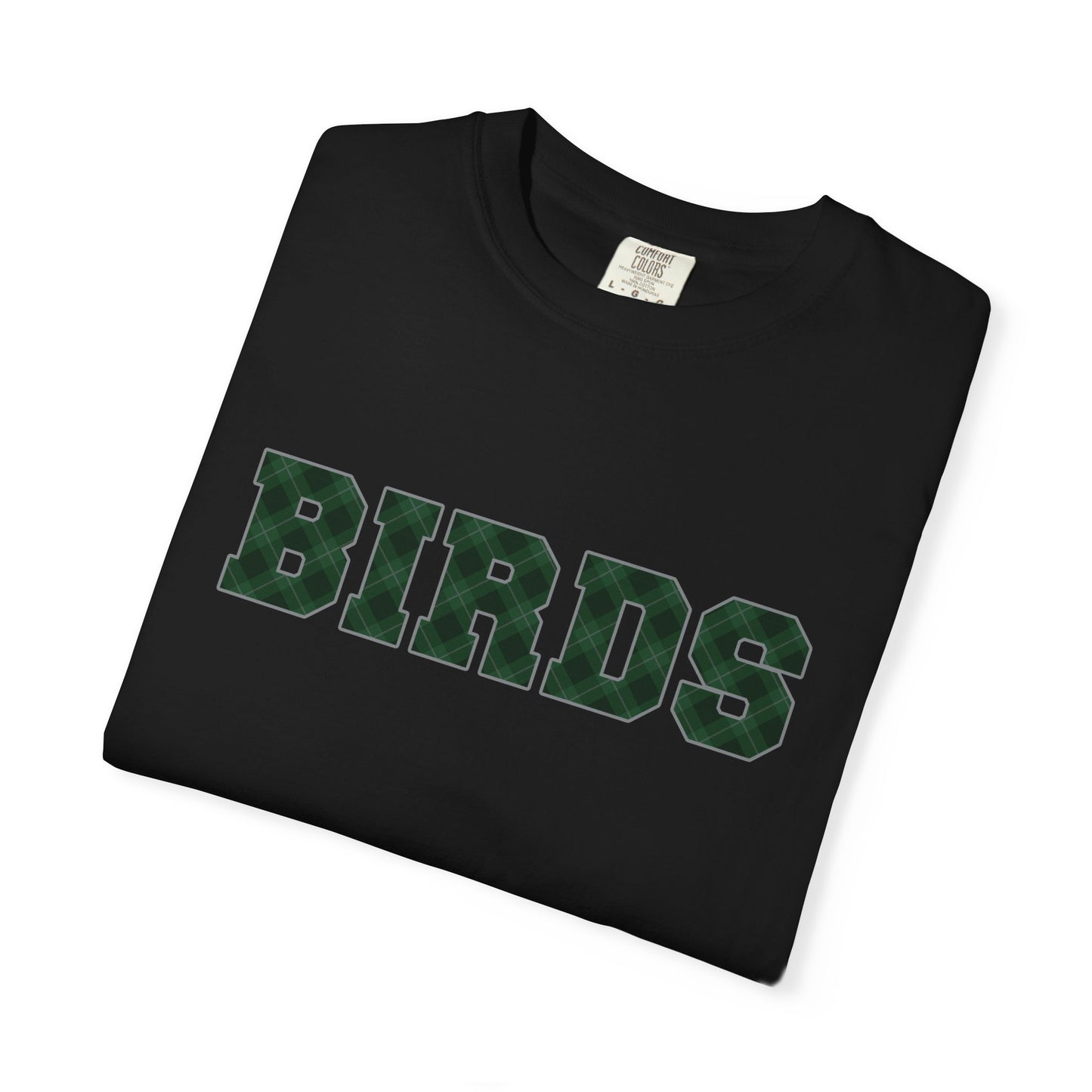 Birds Plaid Block Font Graphic Tee