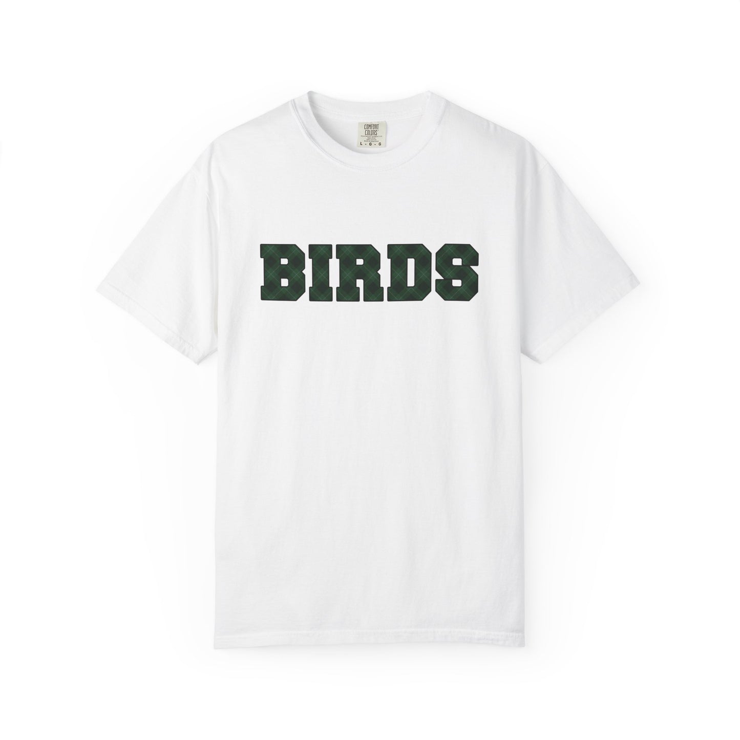 Birds Plaid Block Font Graphic Tee