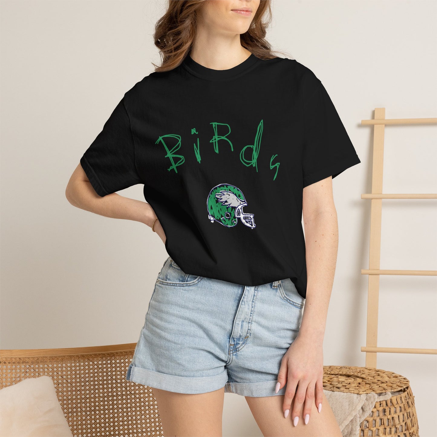 Birds Football Helmet Graphic T-Shirt