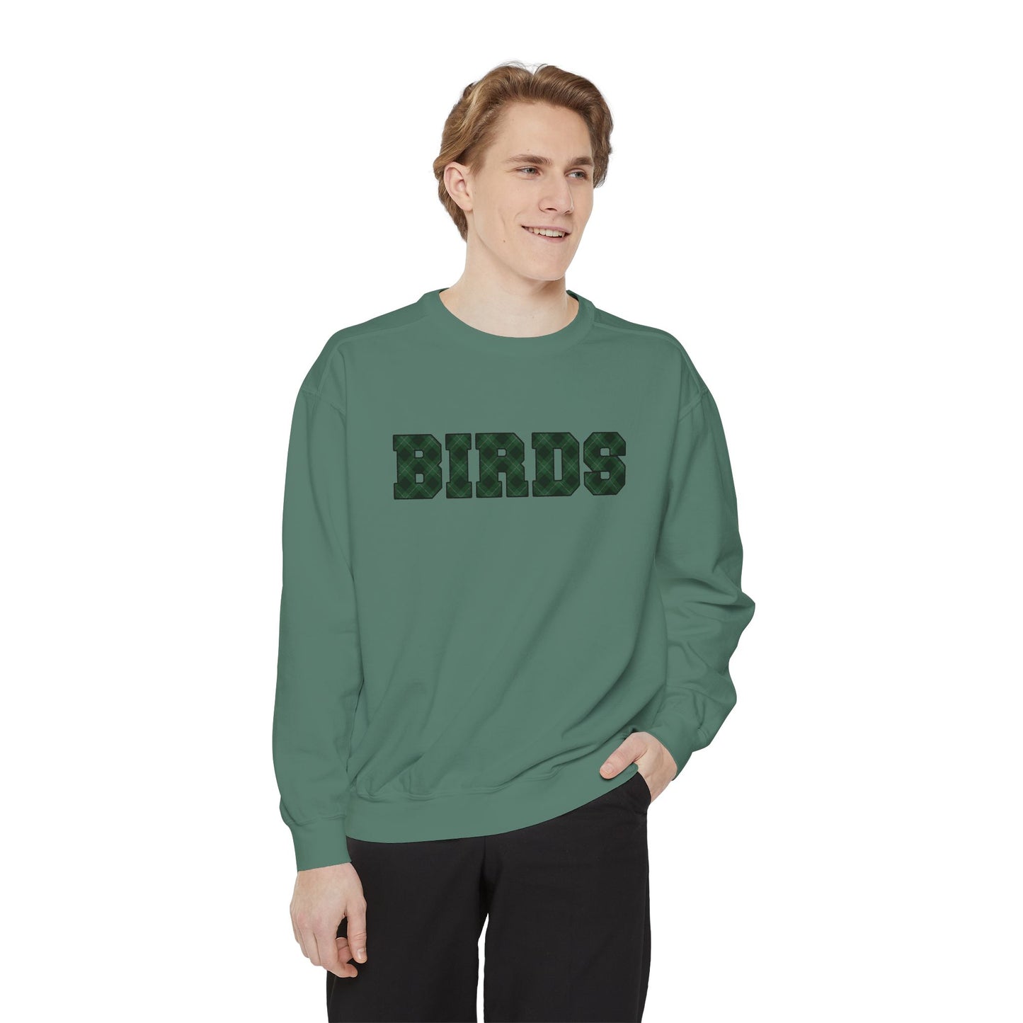 Birds Plaid Block Font Sweatshirt