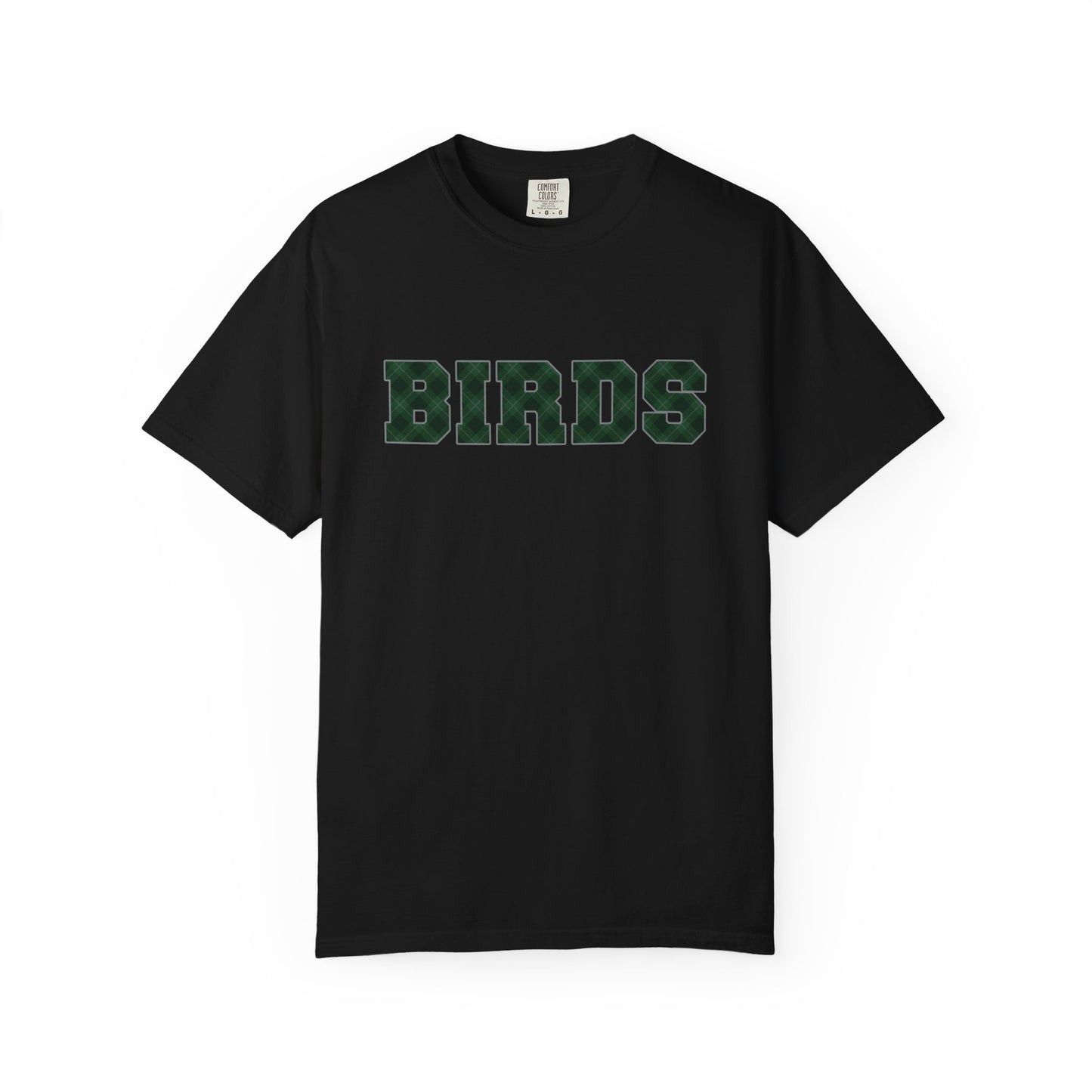 Birds Plaid Block Font Graphic Tee