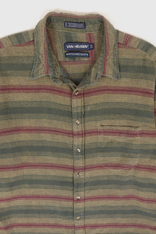 Vintage Green Striped Button Down Shirt