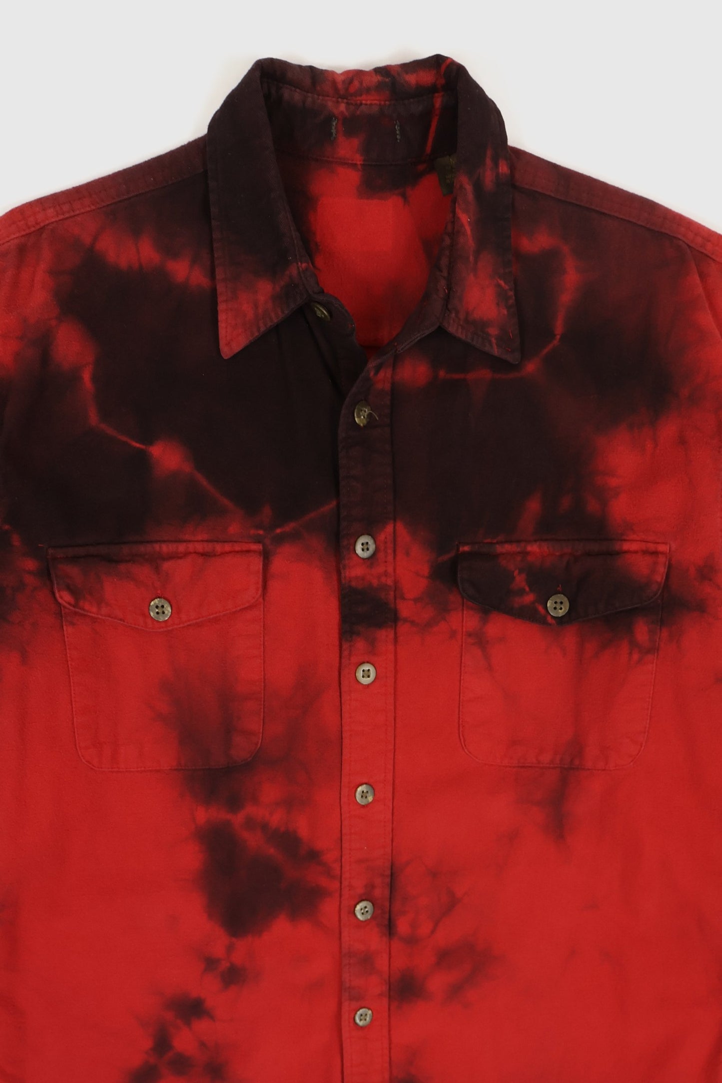 Reworked Dyed Red Flannel Button Down Shirt Image 2