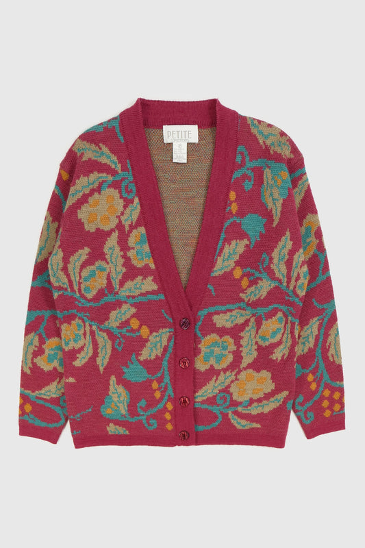Vintage Floral Pattern Cardigan Sweater Image 0