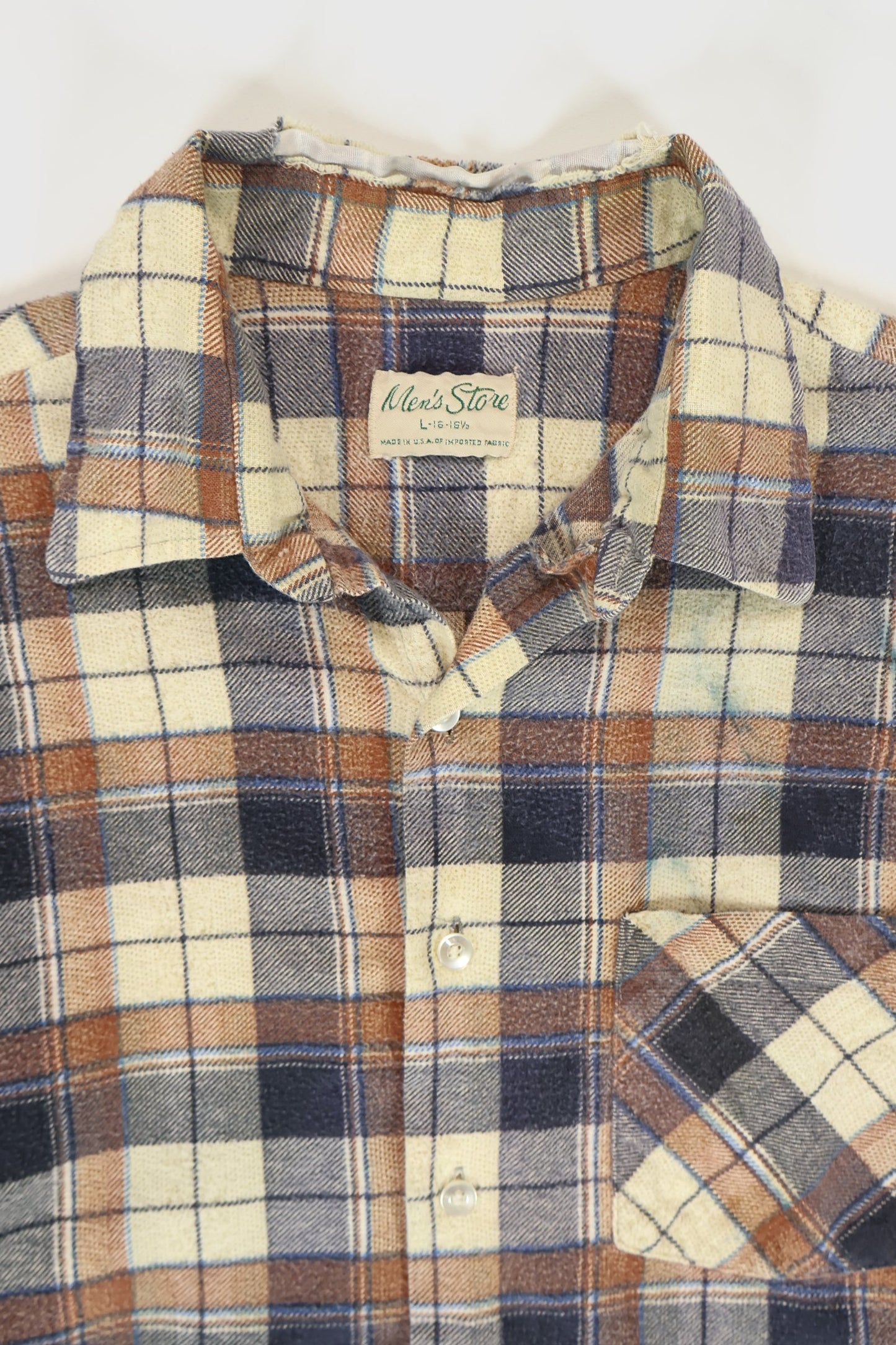Vintage Frayed Plaid Button-Down Shirt Image 2