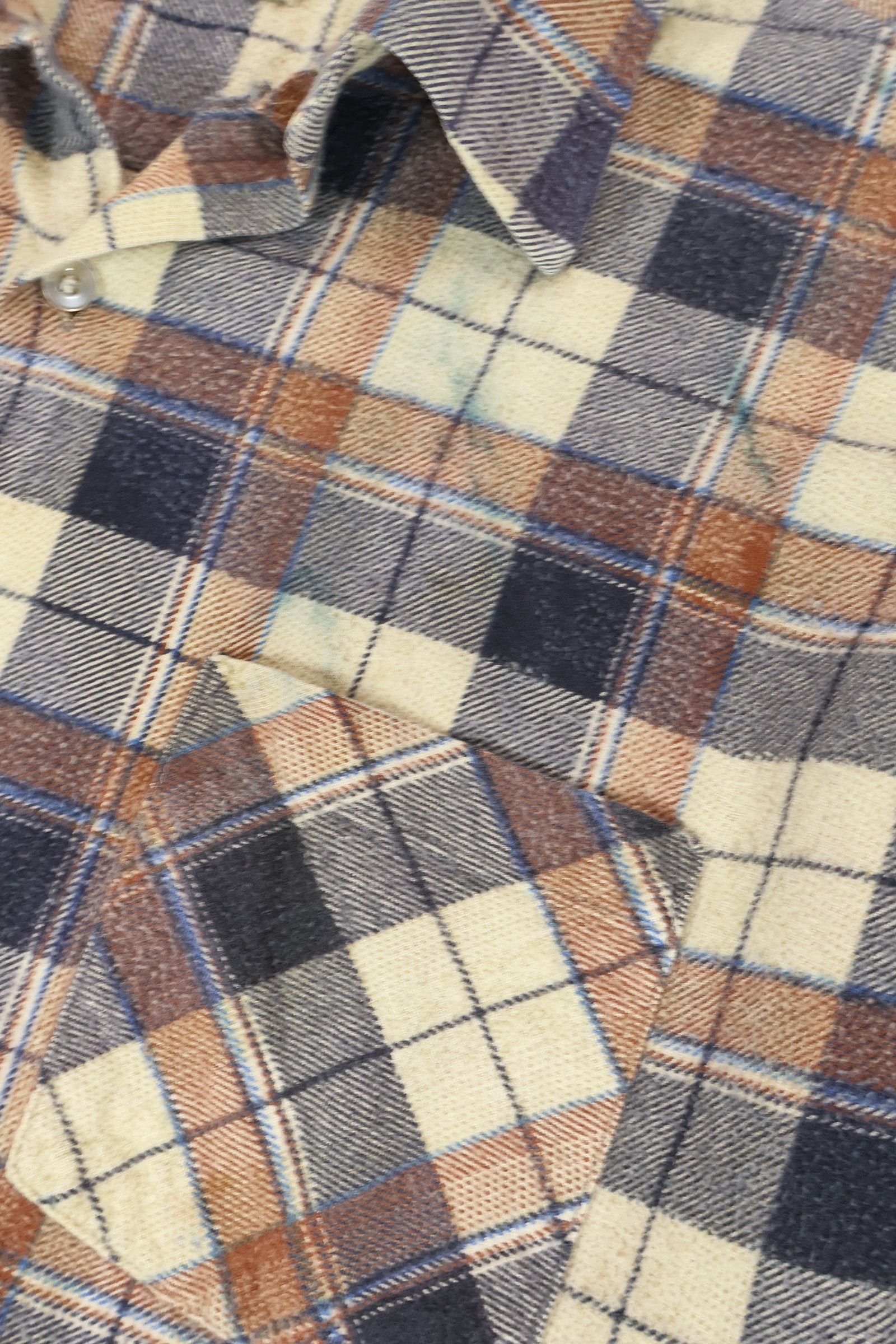 Vintage Frayed Plaid Button-Down Shirt Image 3