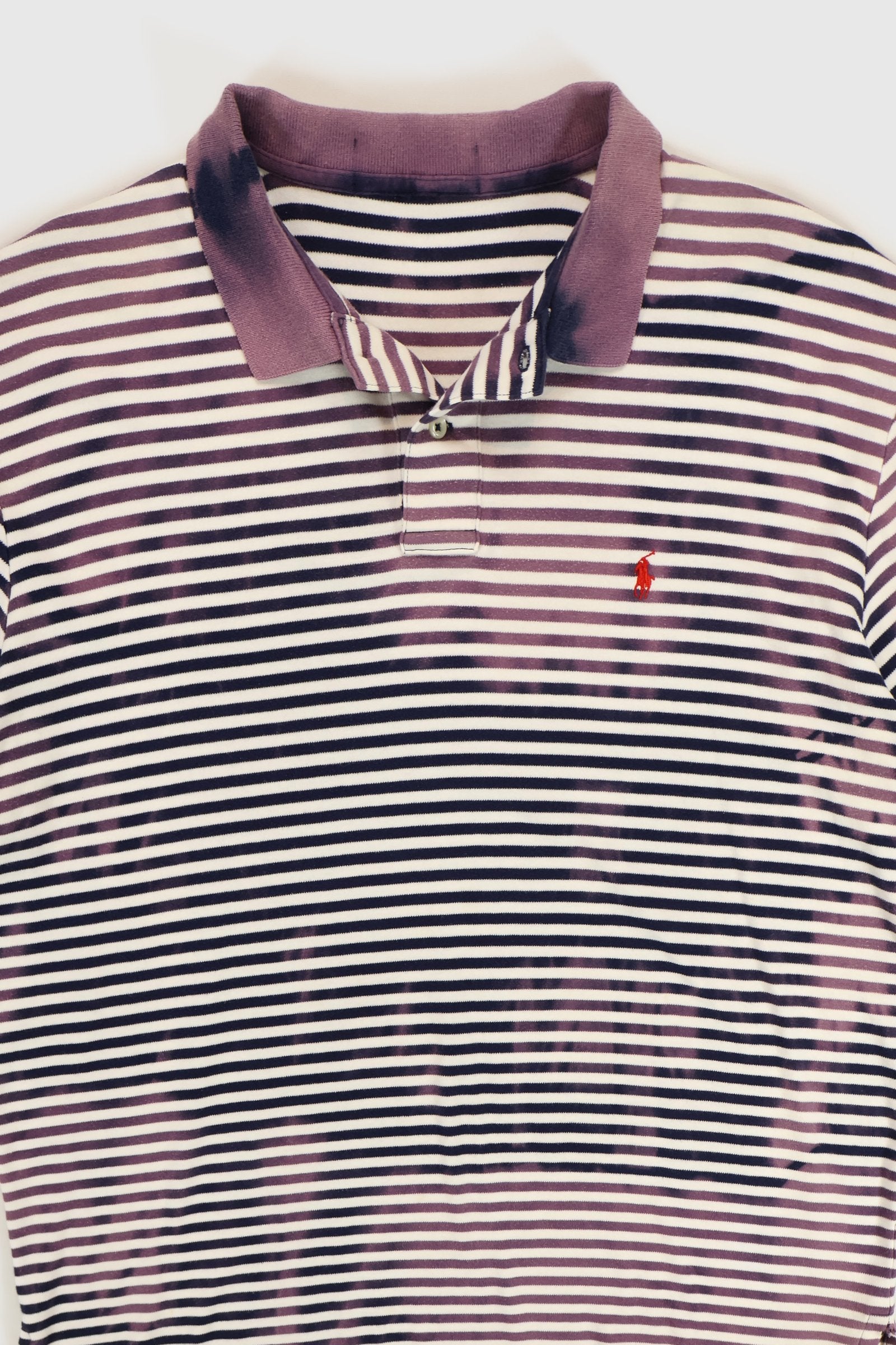 Reworked Bleached Ralph Lauren Striped Polo Image 2