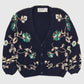 Vintage Knit Flower Pattern Cardigan Sweater Image 0