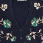 Vintage Knit Flower Pattern Cardigan Sweater Image 1