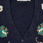 Vintage Knit Flower Pattern Cardigan Sweater Image 2