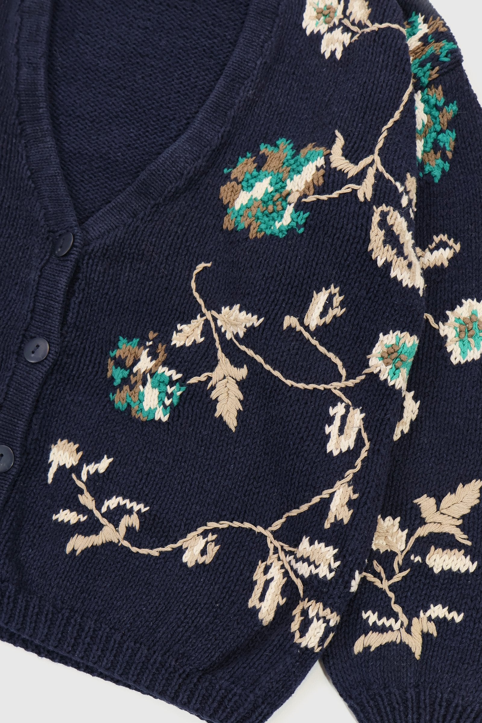 Vintage Knit Flower Pattern Cardigan Sweater Image 3