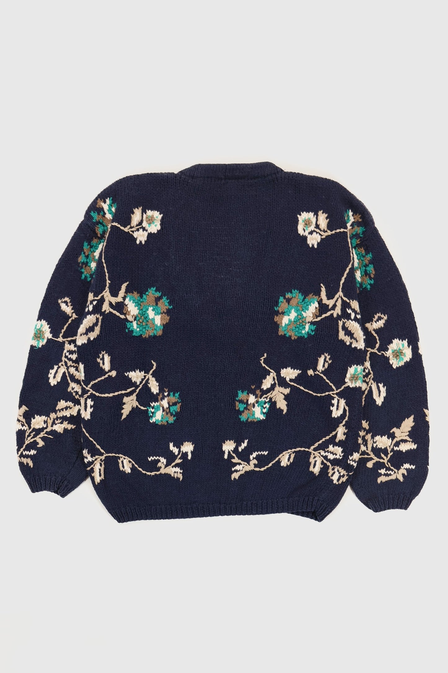 Vintage Knit Flower Pattern Cardigan Sweater Image 4