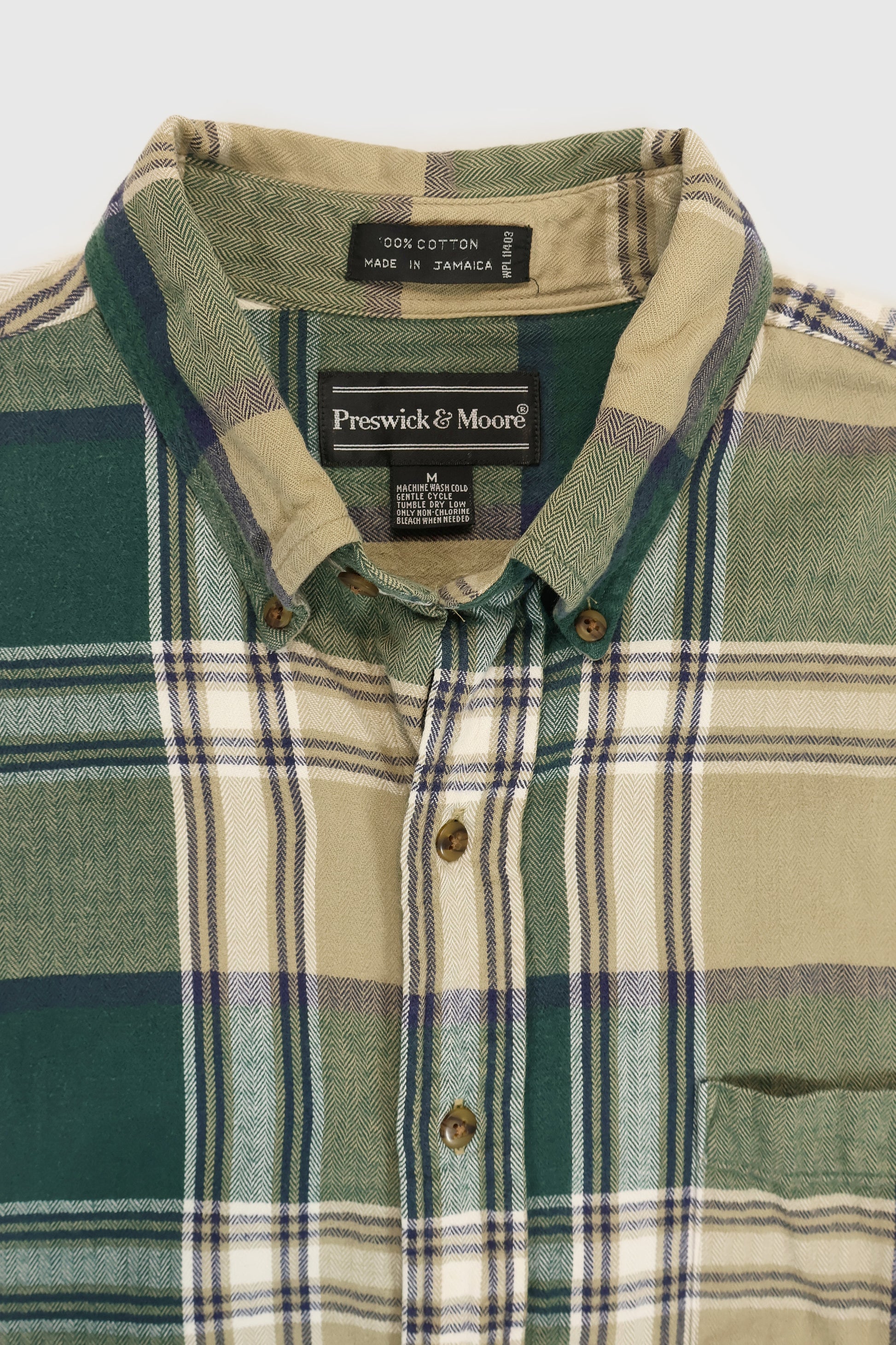 Vintage Green Plaid Button-Down Shirt Image 2