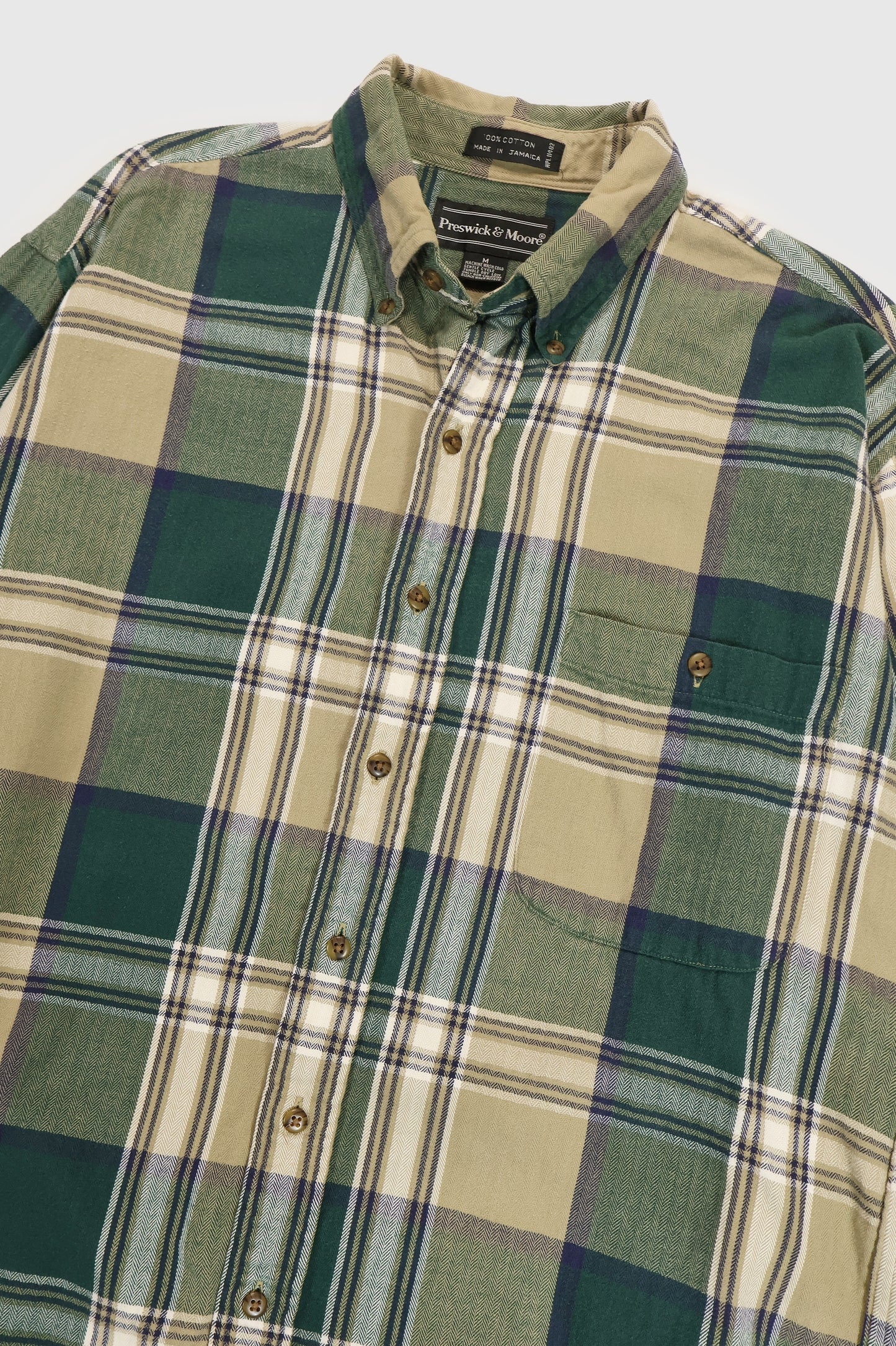 Vintage Green Plaid Button-Down Shirt Image 3