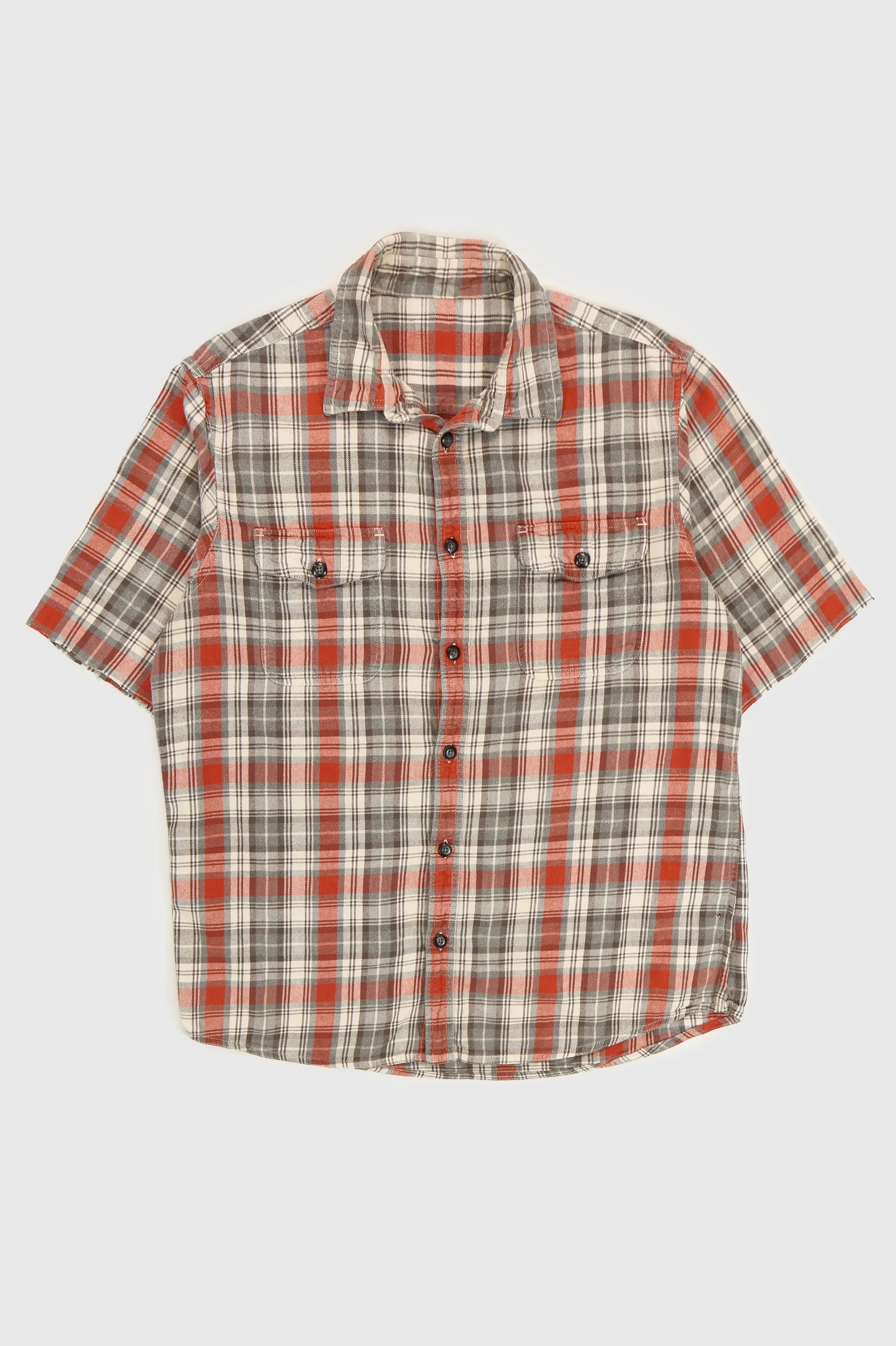 Vintage Grey Short Sleeve Cut Off Button Down Shirt Image 0