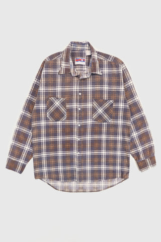 Vintage Blue Plaid Button-Down Shirt